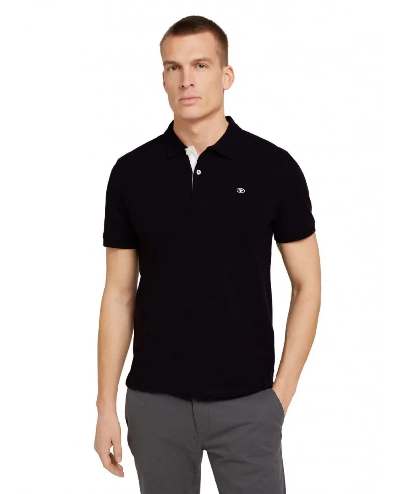 Поло basic polo with contrast 1027713XX1029999 Tom Tailor XXL Чорний