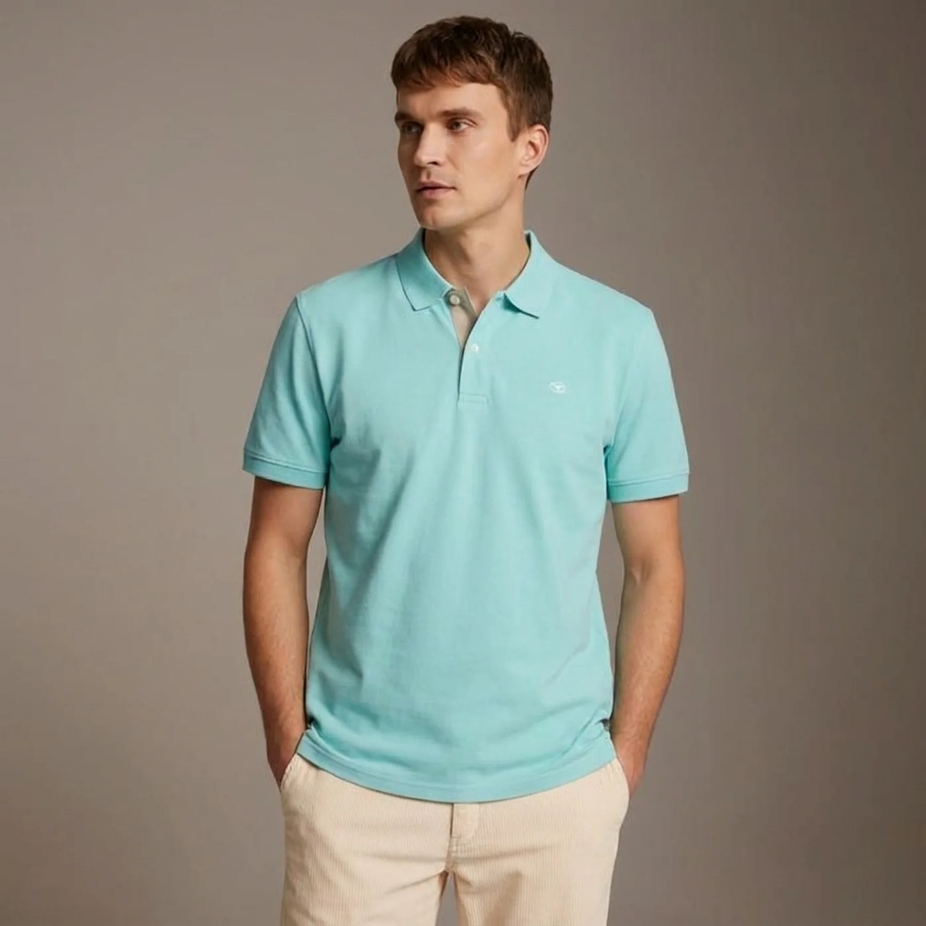 Поло basic polo with contrast 1031006XX1012433 Tom Tailor XXL Блакитний