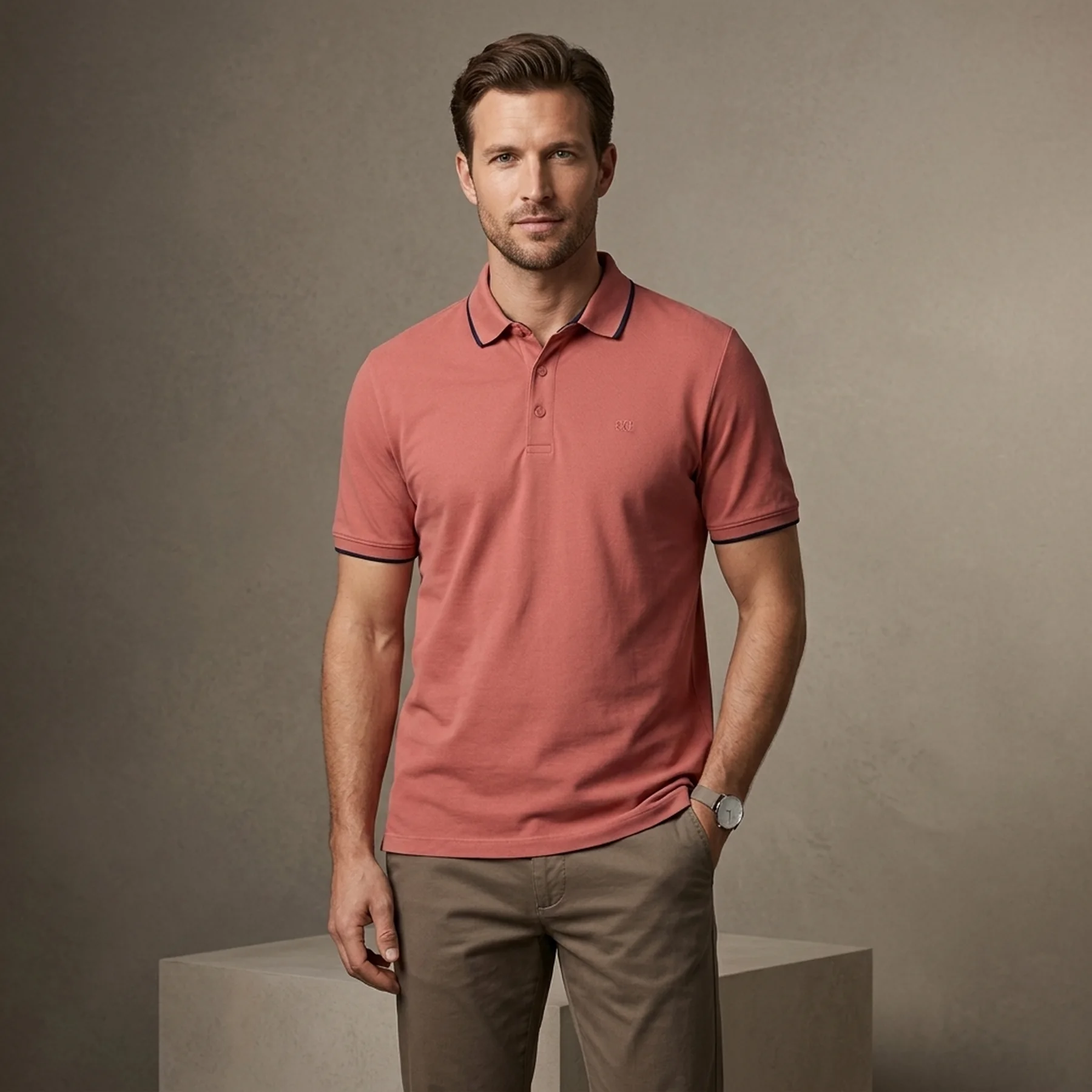 Поло Cotton blend polo shirt 2161571-4291 s.Oliver XXL Кораловий