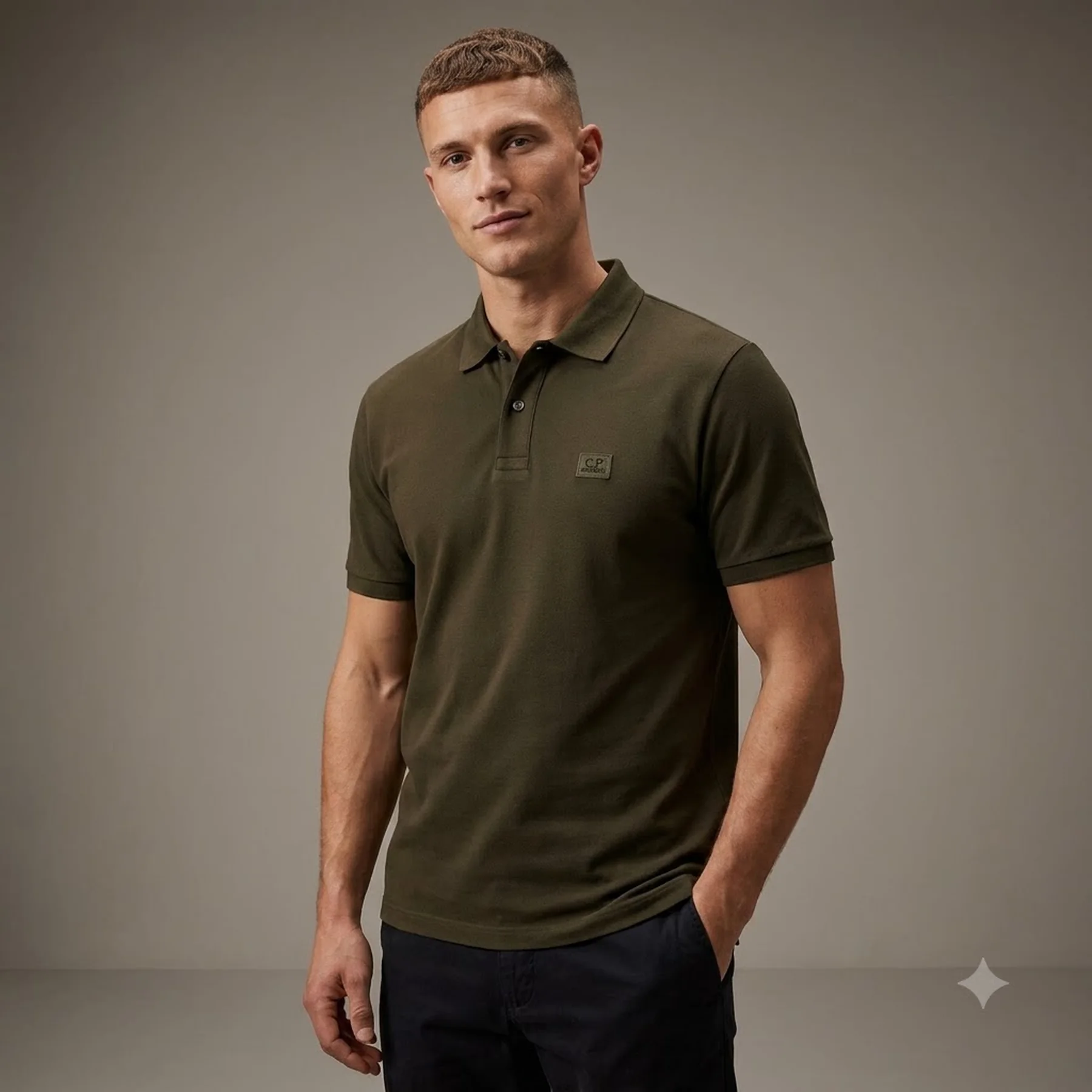 Поло C.P. Company Stretch Piquet Short Sleeve Polo Green