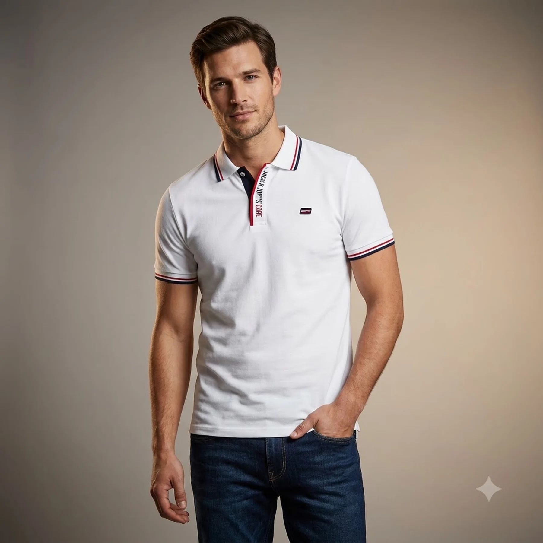 Поло JCOLOGAN POLO SS SS23 SN 12229382-White Jack & Jones XXL Білий