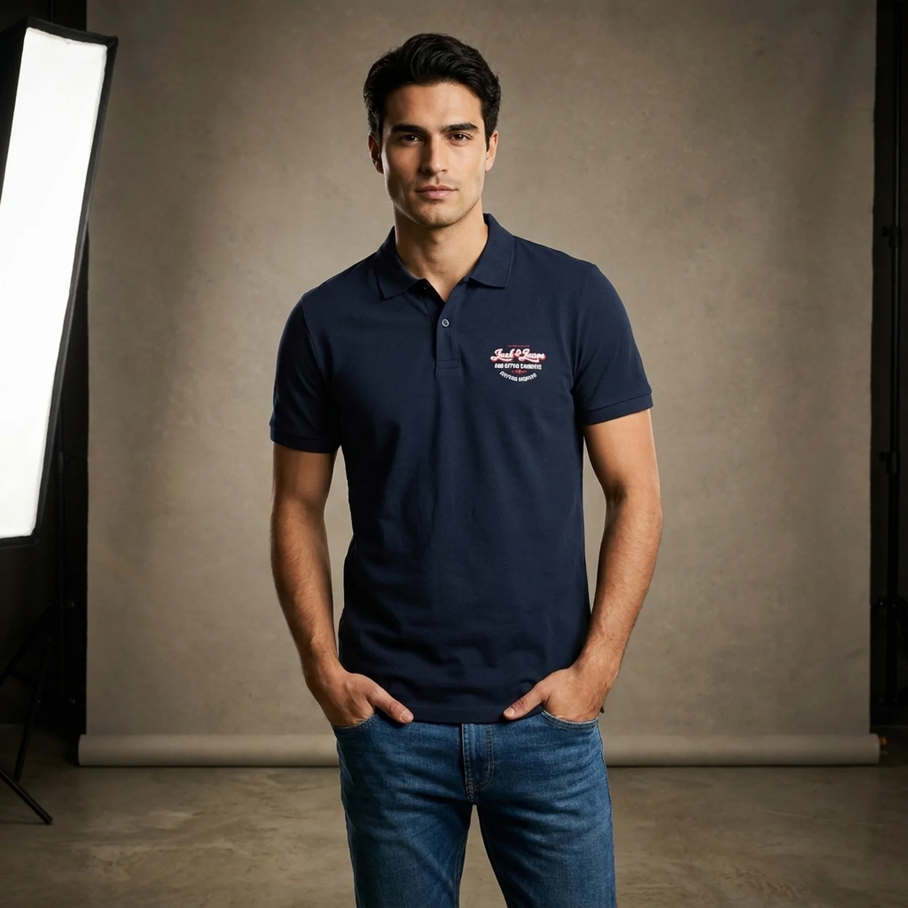 Поло JJANDY POLO SS 12223714-Navy Blazer-Print:SMALL scale Jack & Jones M Темно-синій