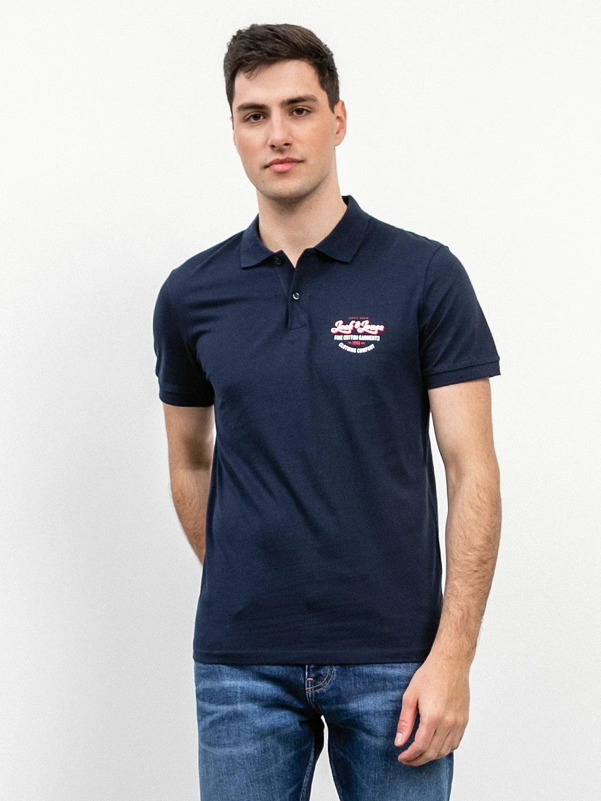 Поло JJANDY POLO SS 12223714-Navy Blazer-Print:SMALL scale Jack & Jones M Темно-синій