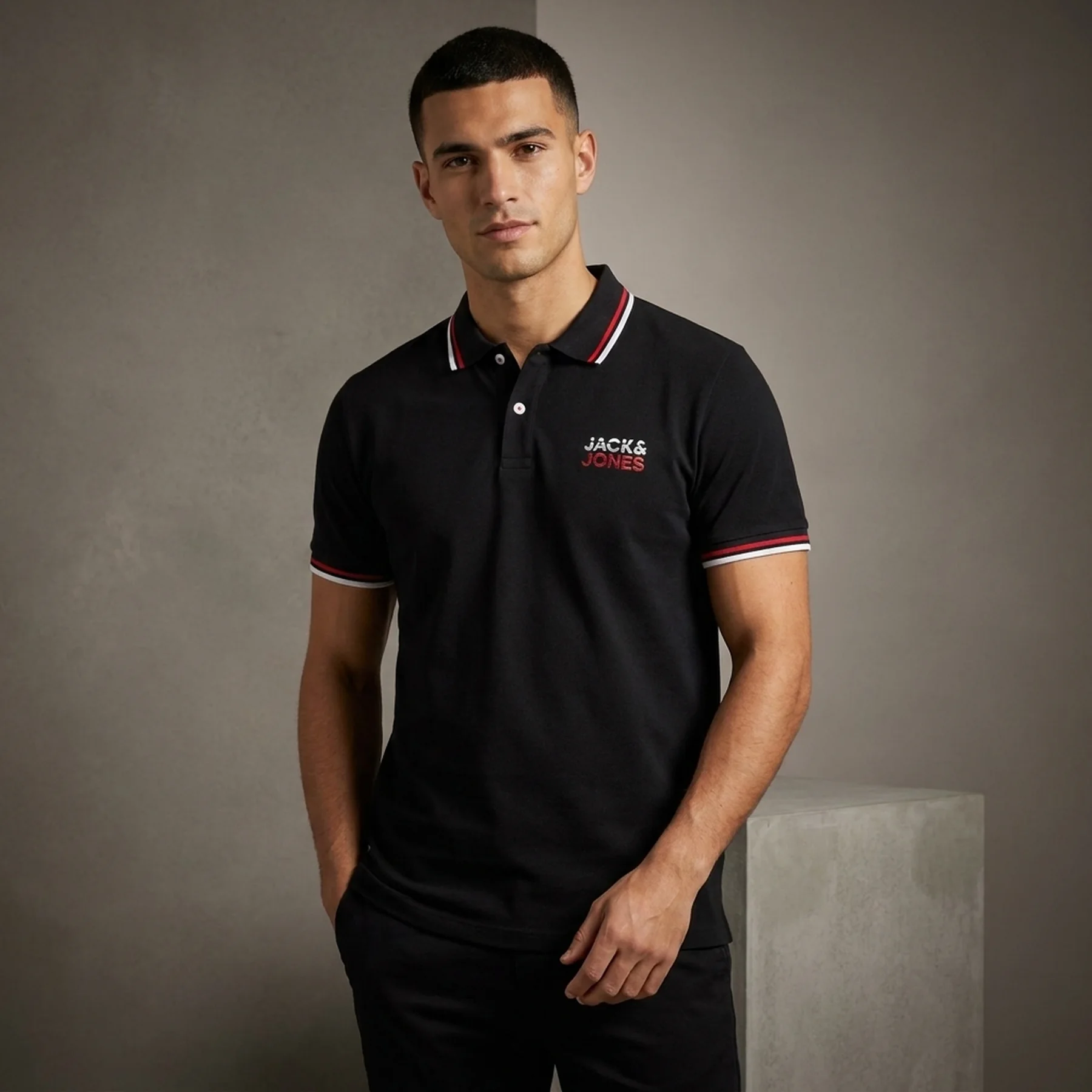 Поло JJATLAS POLO SS 12221012-Black Jack & Jones M Чорний
