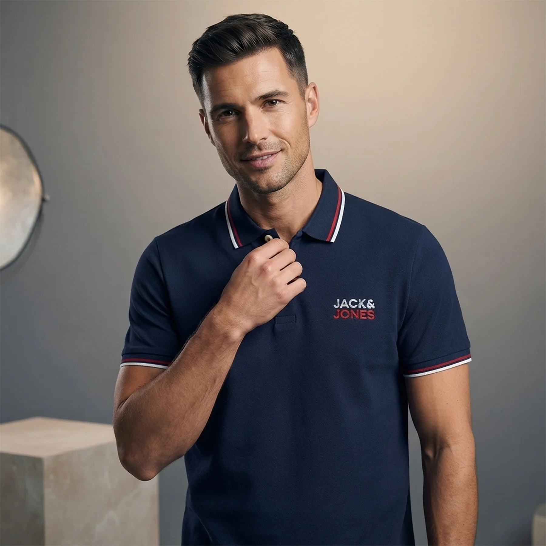 Поло JJATLAS POLO SS 12221012-Navy Blazer Jack & Jones L Темно-синій