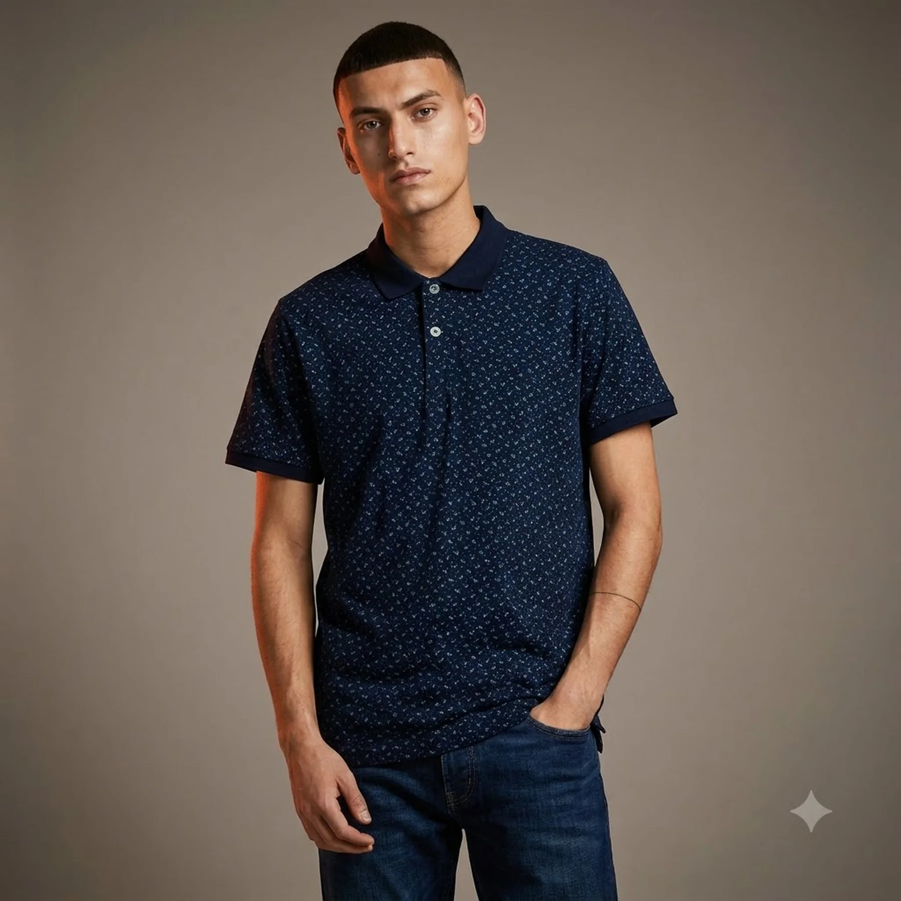Поло JJEJACK DETAIL POLO SS NOOS 12201315-Navy Blazer-AOP:Full Body Jack & Jones L Темно-синій
