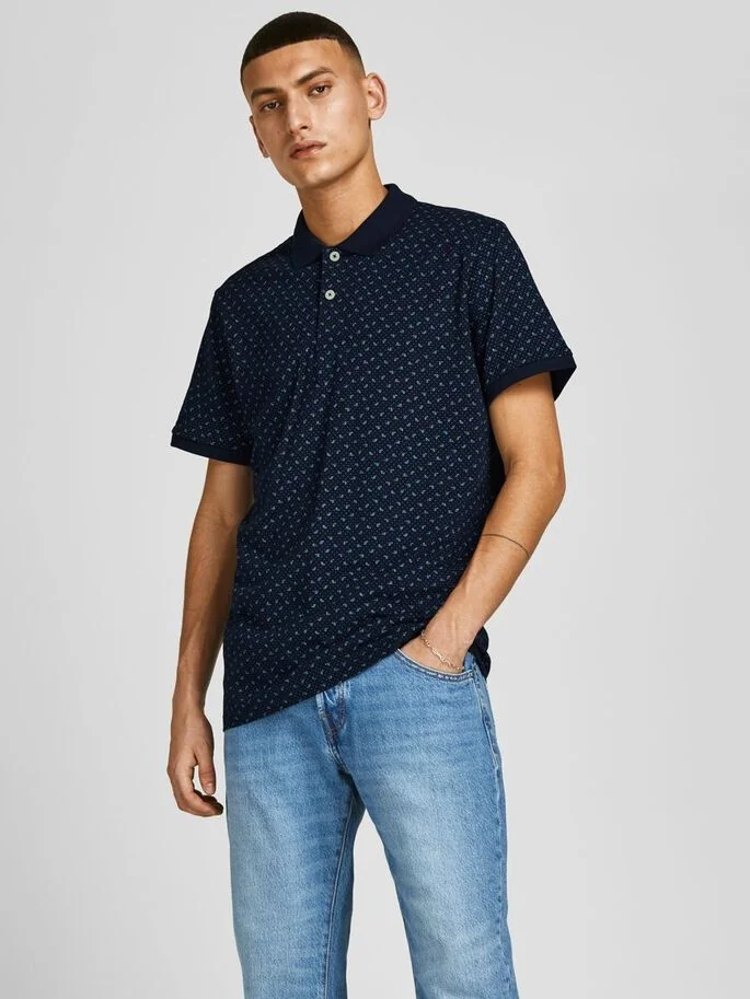 Поло JJEJACK DETAIL POLO SS NOOS 12201315-Navy Blazer-AOP:Full Body Jack & Jones L Темно-синій