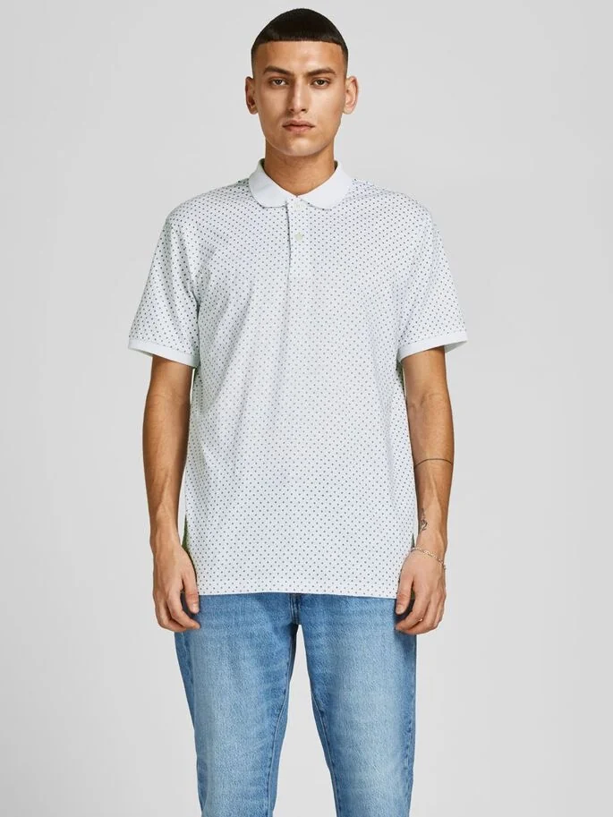 Поло JJEJACK DETAIL POLO SS NOOS 12201315-White-AOP:Full Body Jack & Jones S Білий