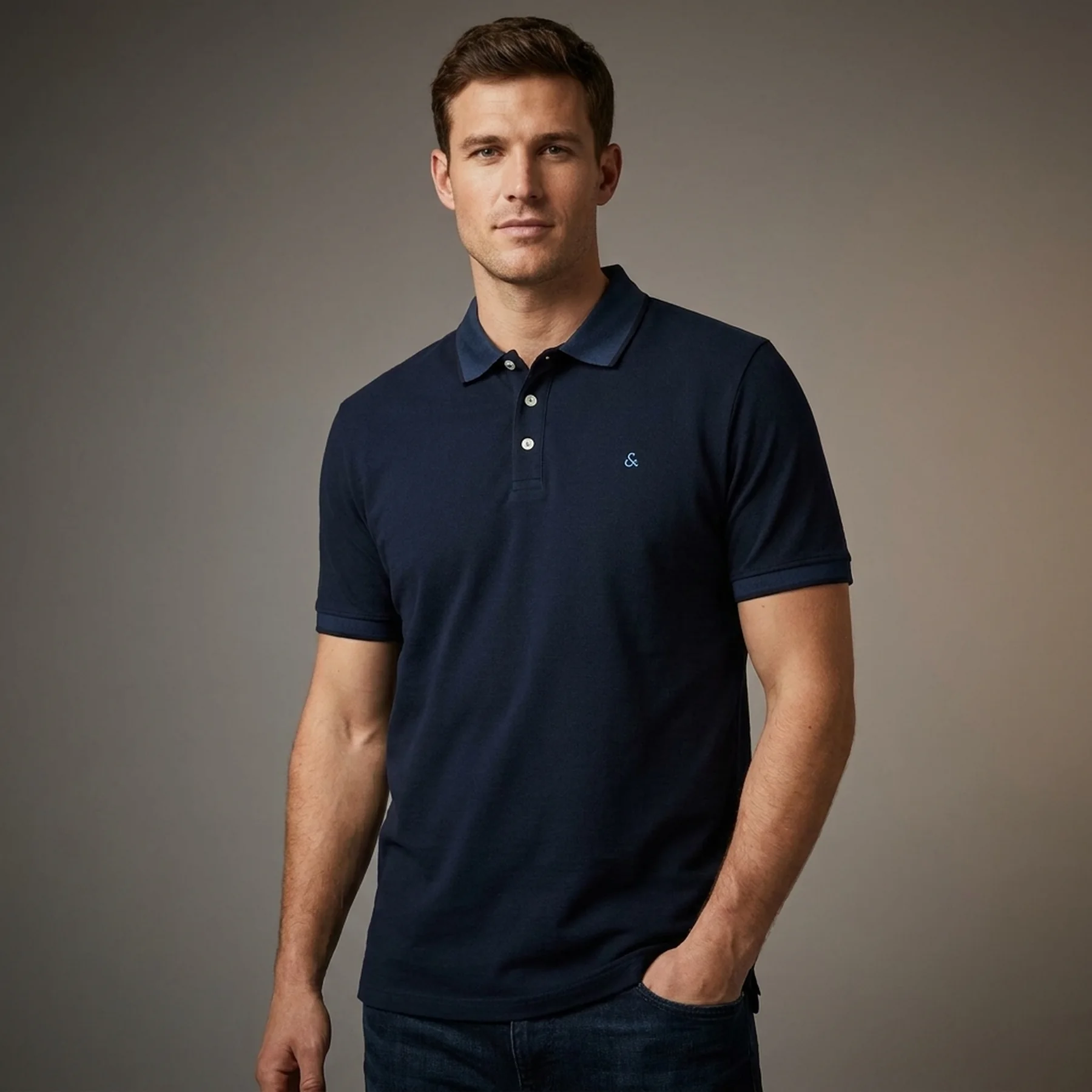 Поло JJEPAULOS POLO SS NOOS PS 12143859-Dark Navy-Detail:PS Jack & Jones PLUS 2XL Темно-синій