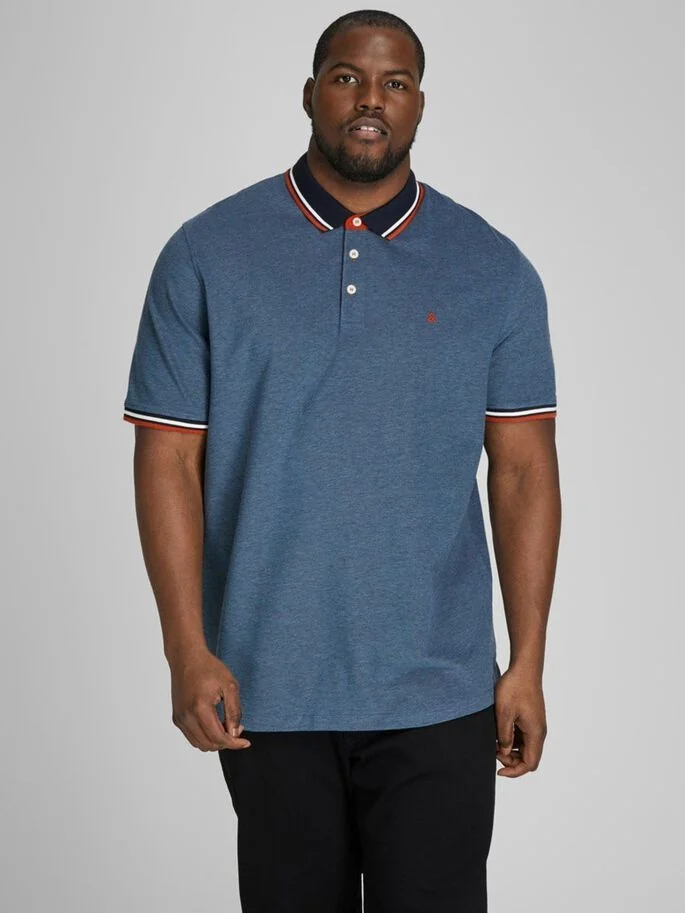 Поло JJEPAULOS POLO SS NOOS PS 12143859-Denim Blue-Detail:PS Jack & Jones PLUS 2XL Темно-синій