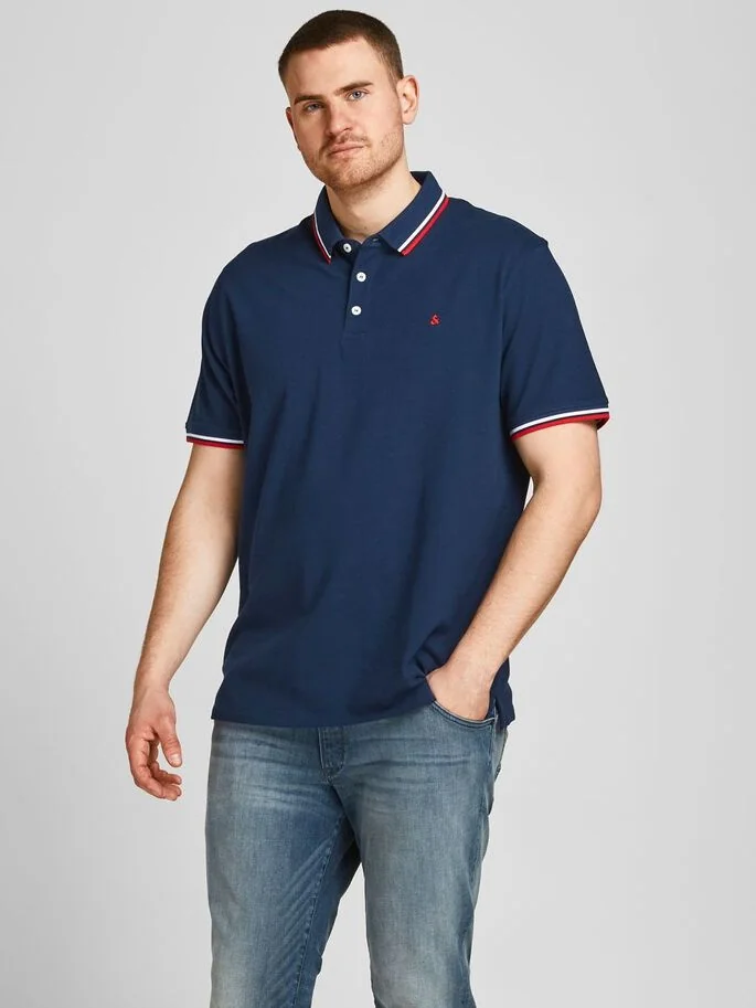 Поло JJEPAULOS POLO SS NOOS PS 12143859-Navy Blazer Jack & Jones PLUS 2XL Темно-синій