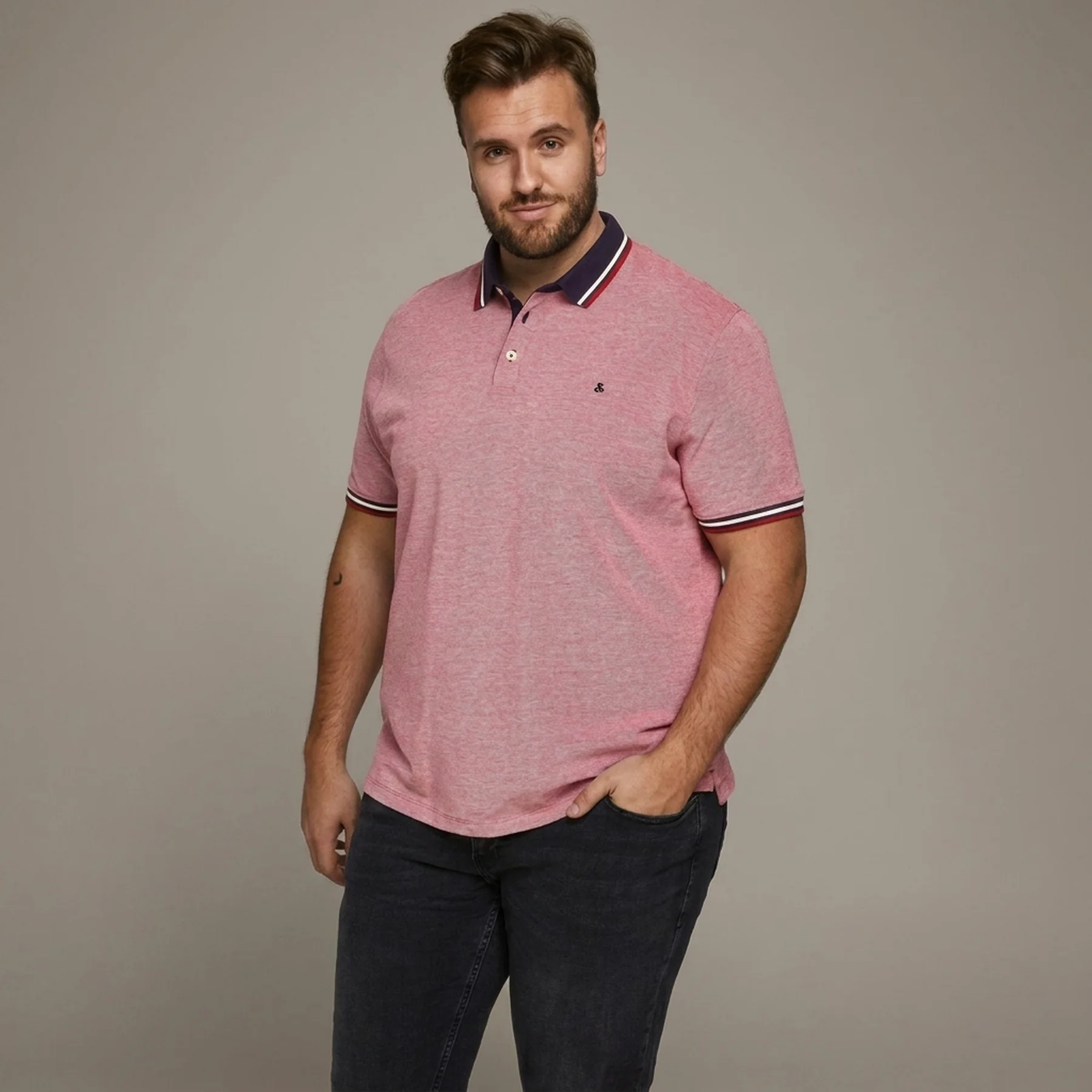 Поло JJEPAULOS POLO SS NOOS PS 12143859-Rio Red-Detail:PS Jack & Jones PLUS 2XL Червоний