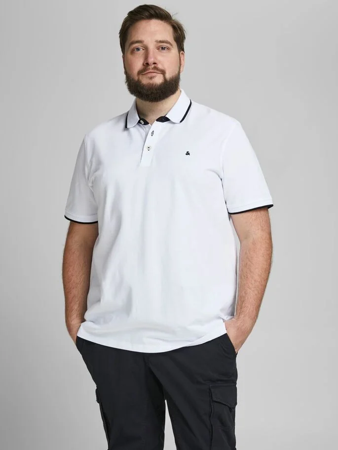 Поло JJEPAULOS POLO SS NOOS PS 12143859-White-Detail:PS Jack & Jones PLUS 2XL Білий