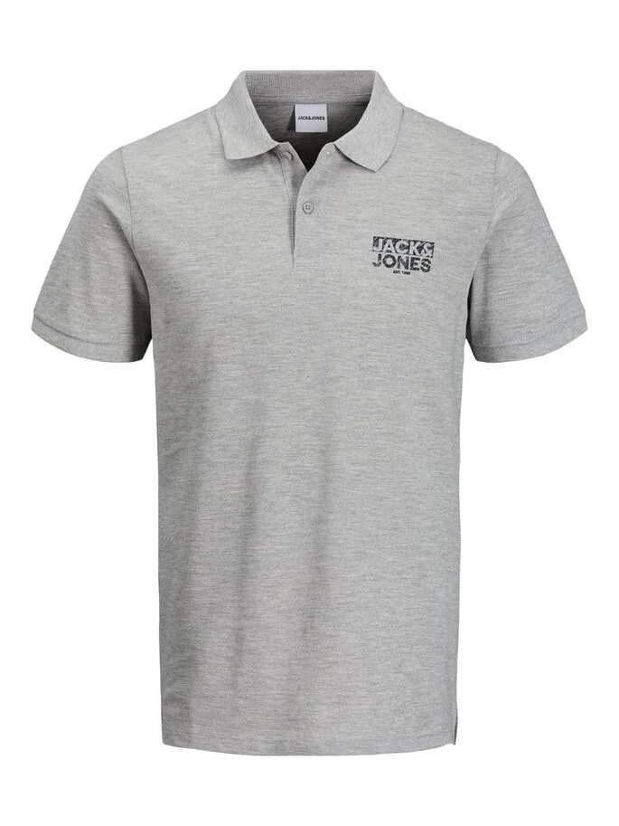 Поло JJHERO POLO SS CAT 12175087 Grey Melange Jack & Jones S Сірий