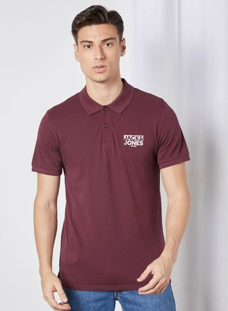 Поло JJHERO POLO SS CAT 12175087 Port Royale Jack & Jones L Бордовий