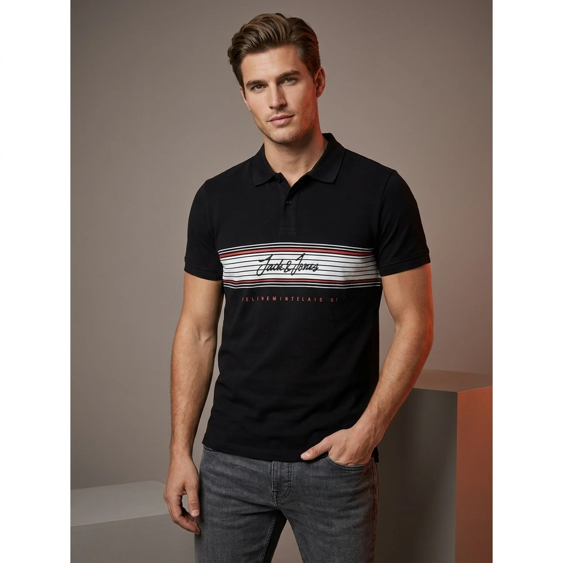 Поло JJLEO POLO SS 12200361-Black-Fit:Standard fit Jack & Jones L Чорний
