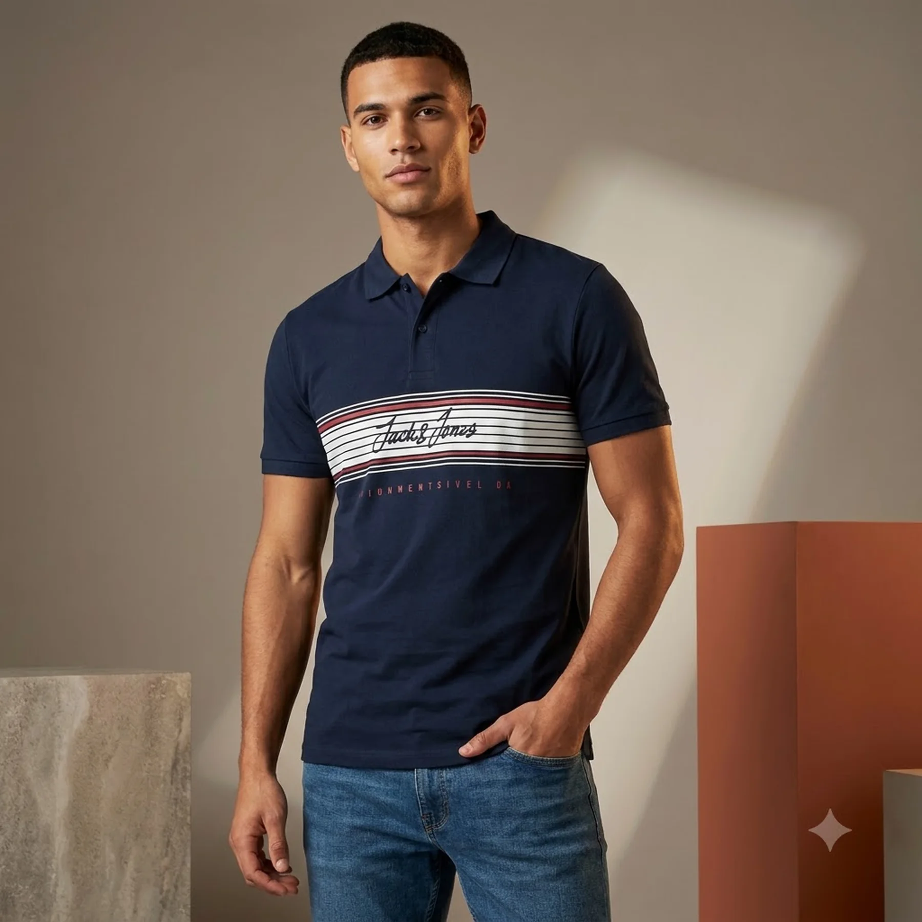 Поло JJLEO POLO SS 12200361-Navy Blazer-Fit:Standard fit Jack & Jones L Темно-синій