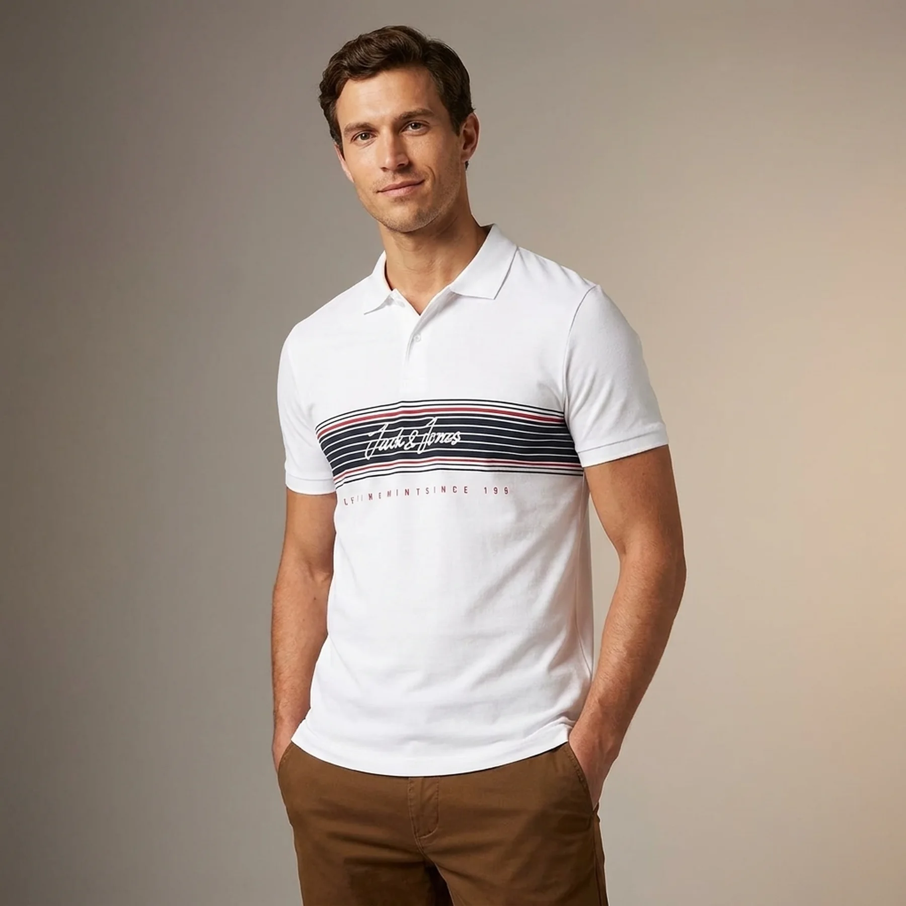 Поло JJLEO POLO SS 12200361-White-Fit:Standard fit Jack & Jones XXL Білий