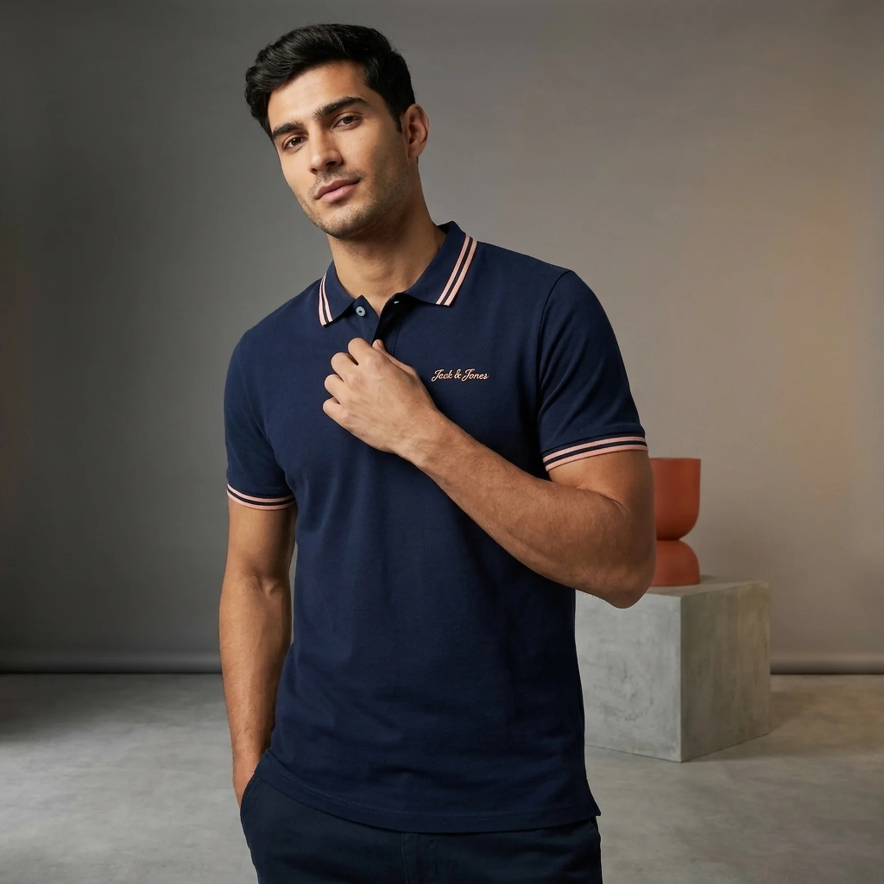 Поло JJNERY POLO 12200511-Navy Blazer-Fit:Standard Jack & Jones M Темно-синій