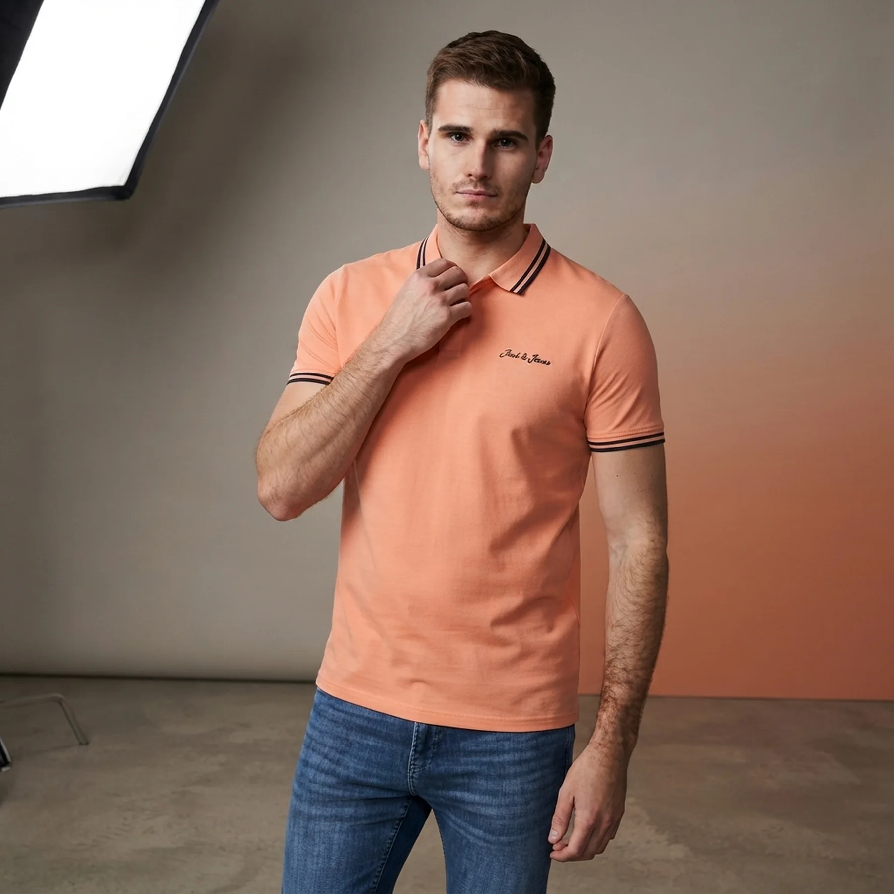 Поло JJNERY POLO12200511-Shell Coral-Fit:Standard Jack & Jones XXL Кораловий