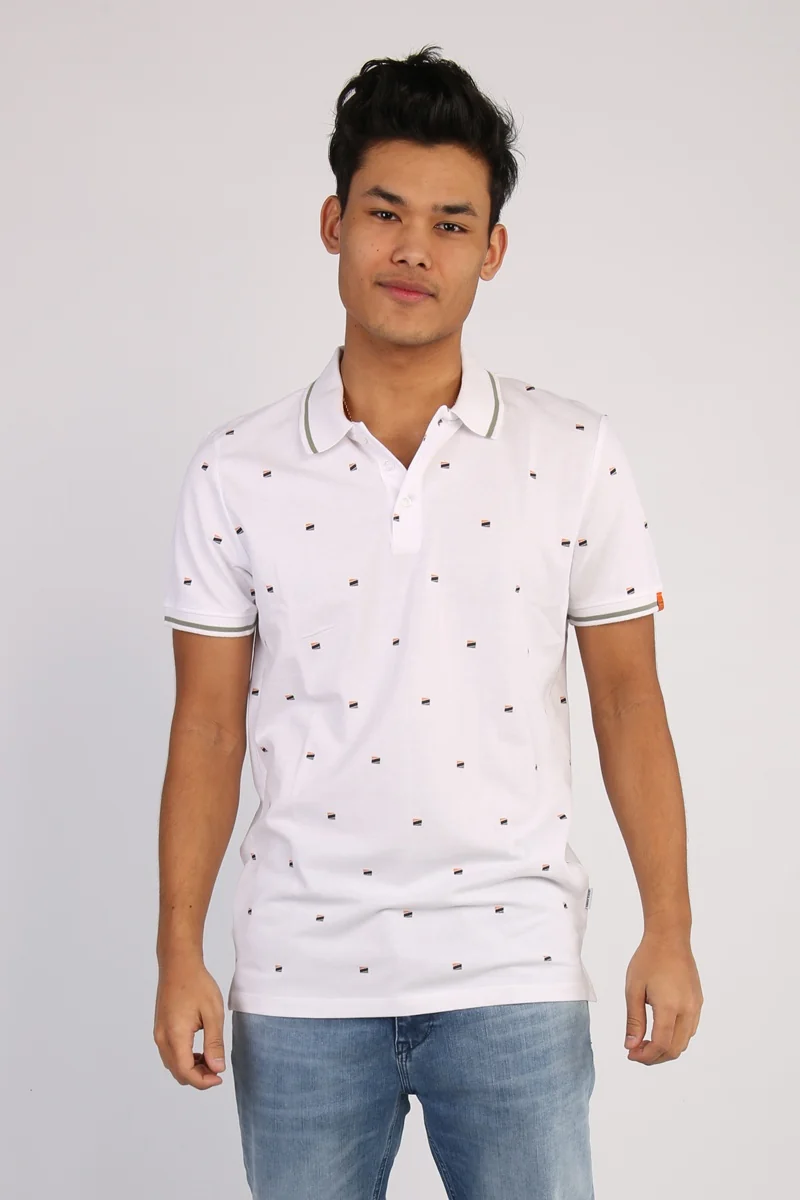 Поло JORLOGON AOP POLO SS 12185609 White Jack & Jones XL Білий