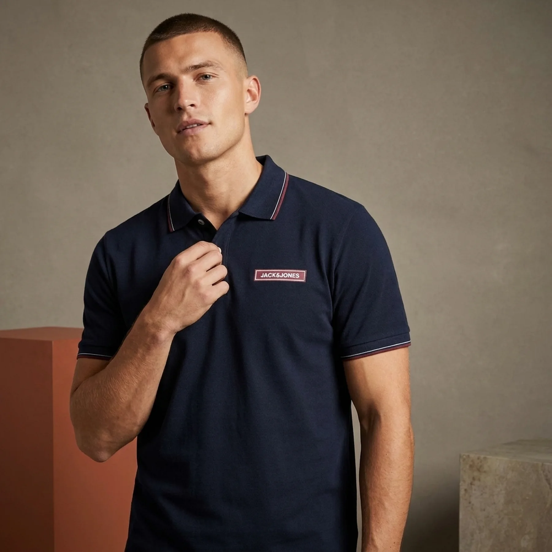 Поло JORLONDONS POLO SS UK 12186392 Navy Blazer Jack & Jones L Темно-синій