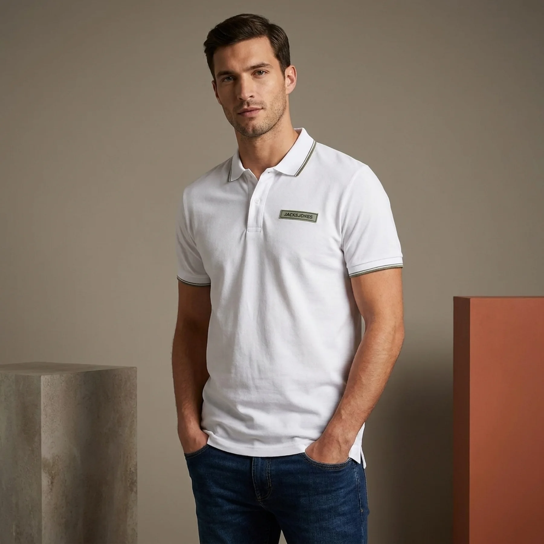 Поло JORLONDONS POLO SS UK 12186392 White Jack & Jones XXL Білий