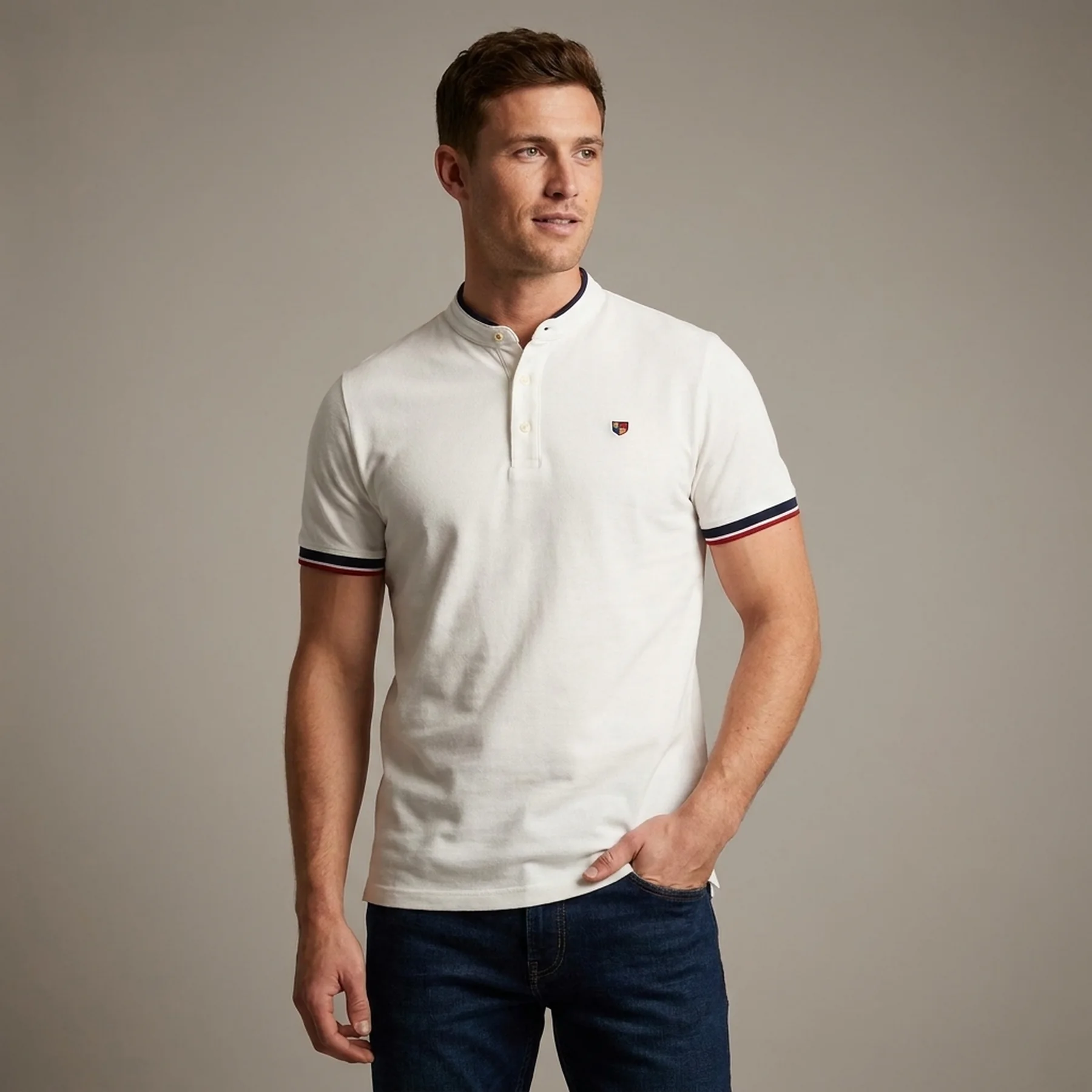 Поло JPRBLUWIN MAO POLO SS SN 12171658-Cloud Dancer-Fit:REG / WHISPER WHITE Jack & Jones L Білий