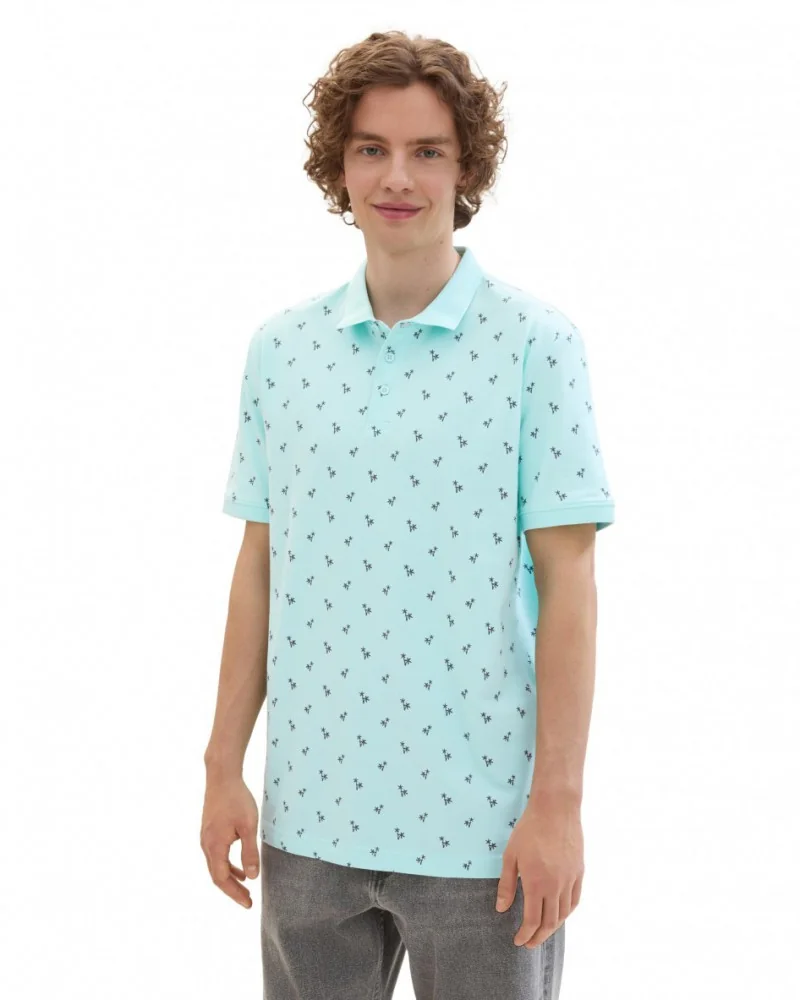Поло Men's Polo Shirt with Palm Pattern 1042114ХХ35504 Tom Tailor XXL Блакитний