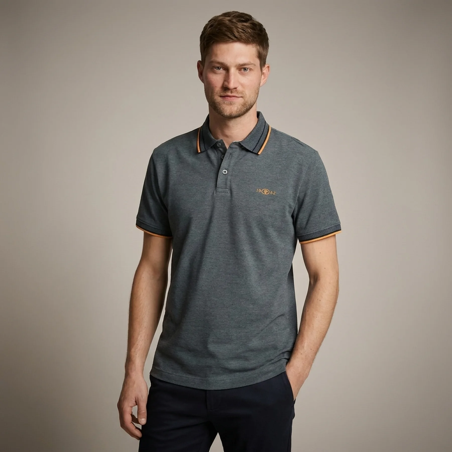 Поло POLO SHIRT WITH STRETCH 1045629-35198 Tom Tailor XXL Темно-сірий