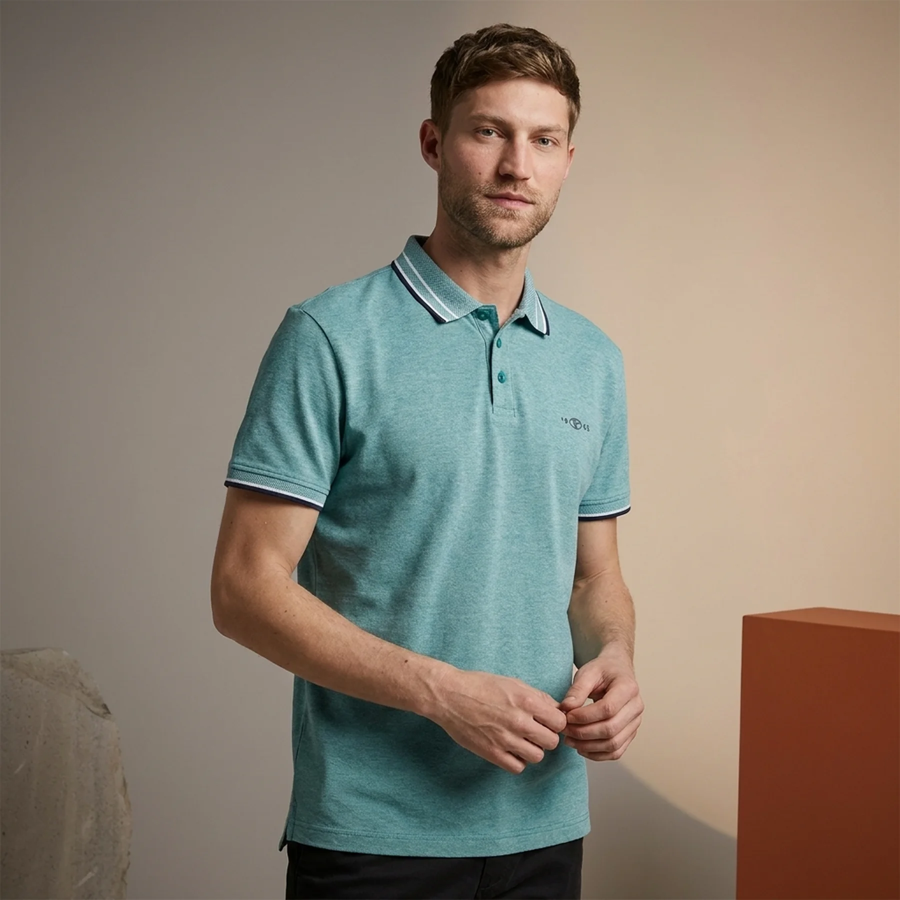 Поло POLO SHIRT WITH STRETCH 1045629-37556 Tom Tailor XXL Блакитний