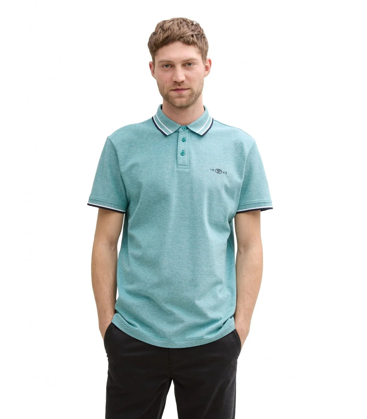 Поло POLO SHIRT WITH STRETCH 1045629-37556 Tom Tailor XXL Блакитний