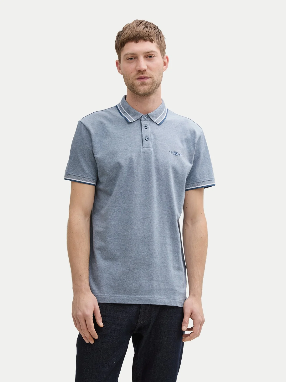 Поло POLO SHIRT WITH STRETCH 1045629-37707 Tom Tailor XXL Блакитний