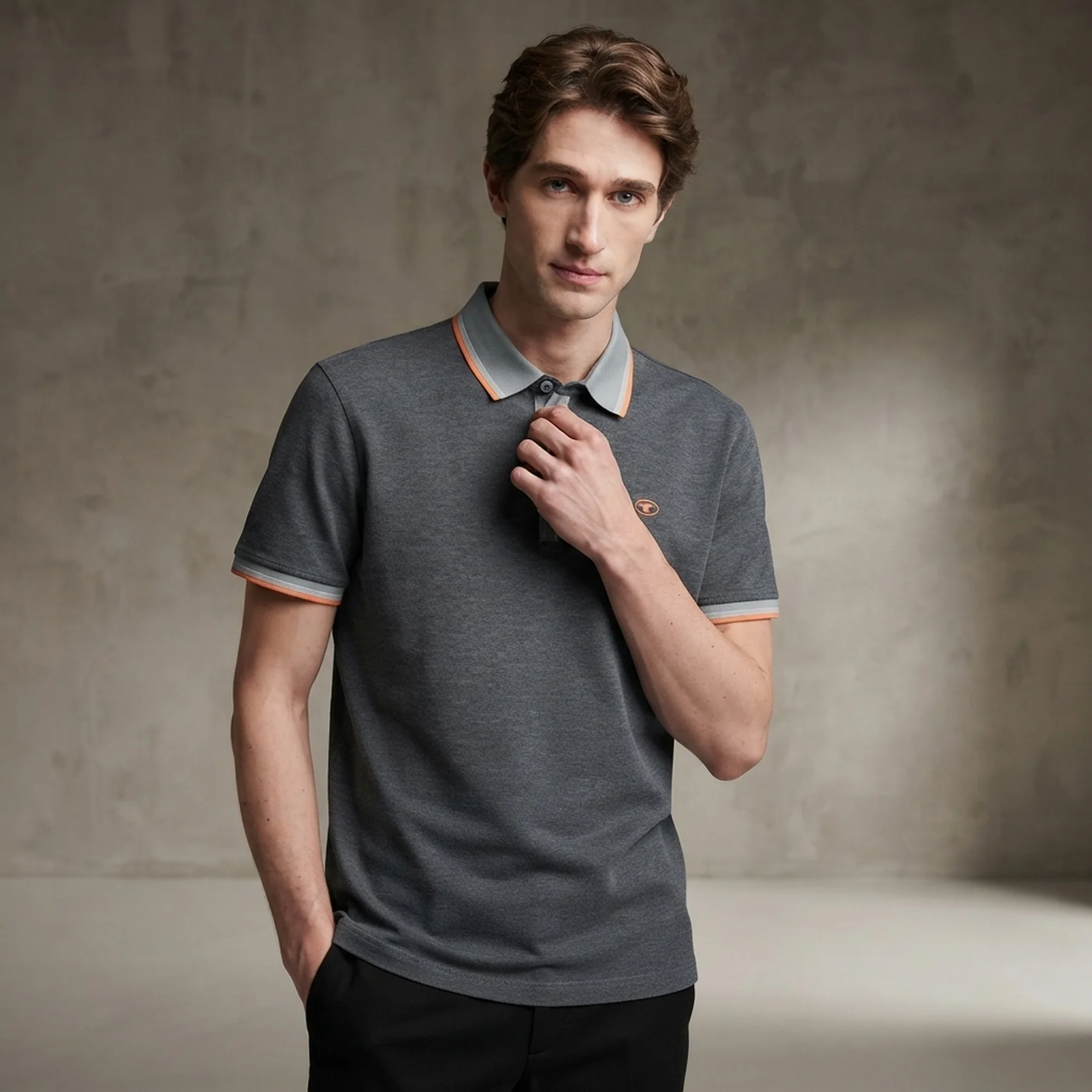 Поло POLO WITH DETAILED COLLAR 1040822-35198 Tom Tailor M Темно-сірий