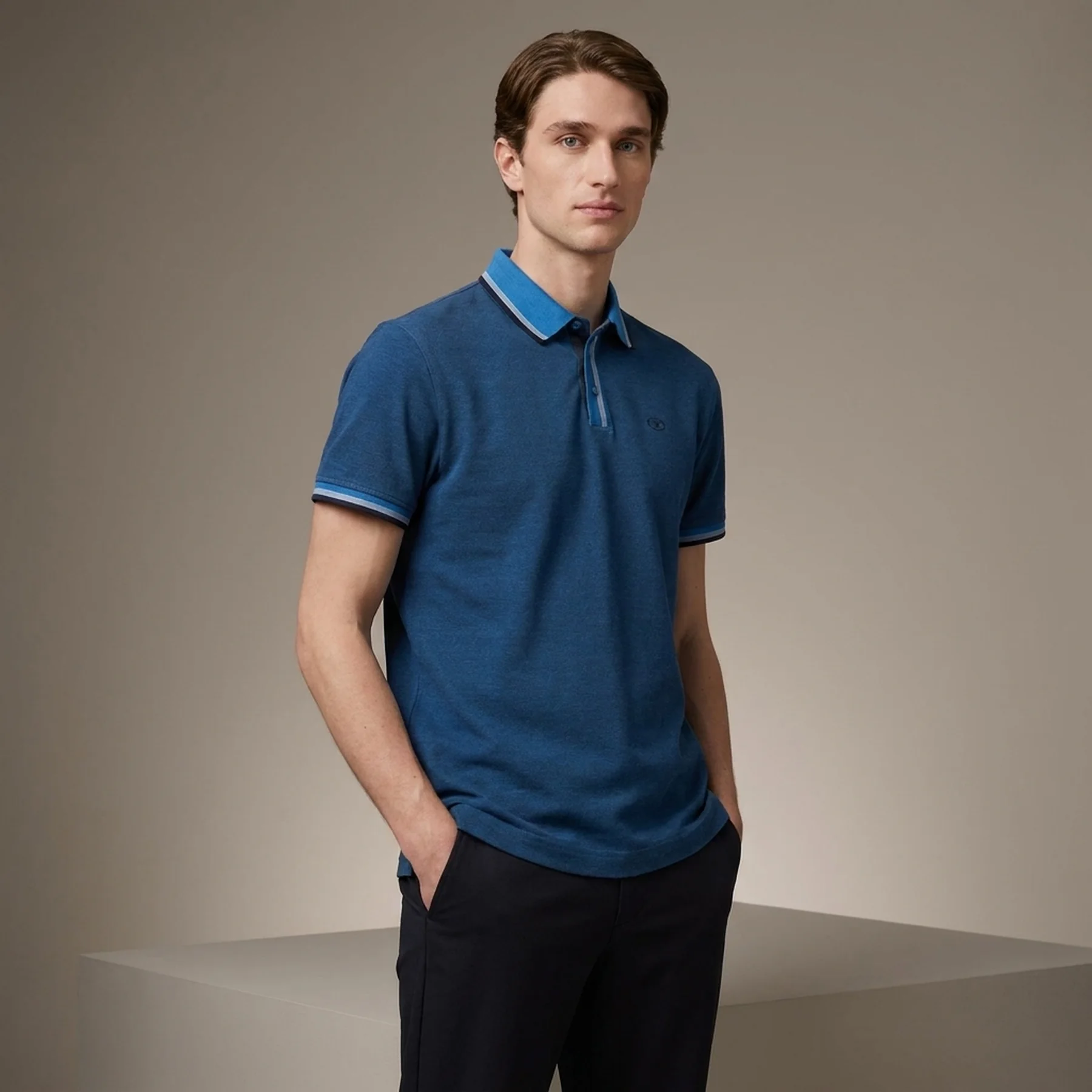 Поло POLO WITH DETAILED COLLAR 1040822ХХ22843 Tom Tailor XXL Синій