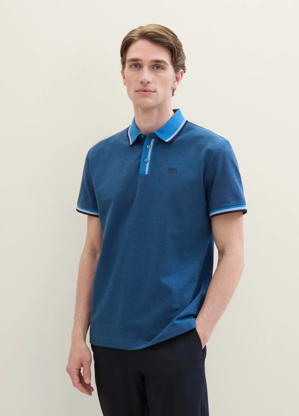 Поло POLO WITH DETAILED COLLAR 1040822ХХ22843 Tom Tailor XXL Синій