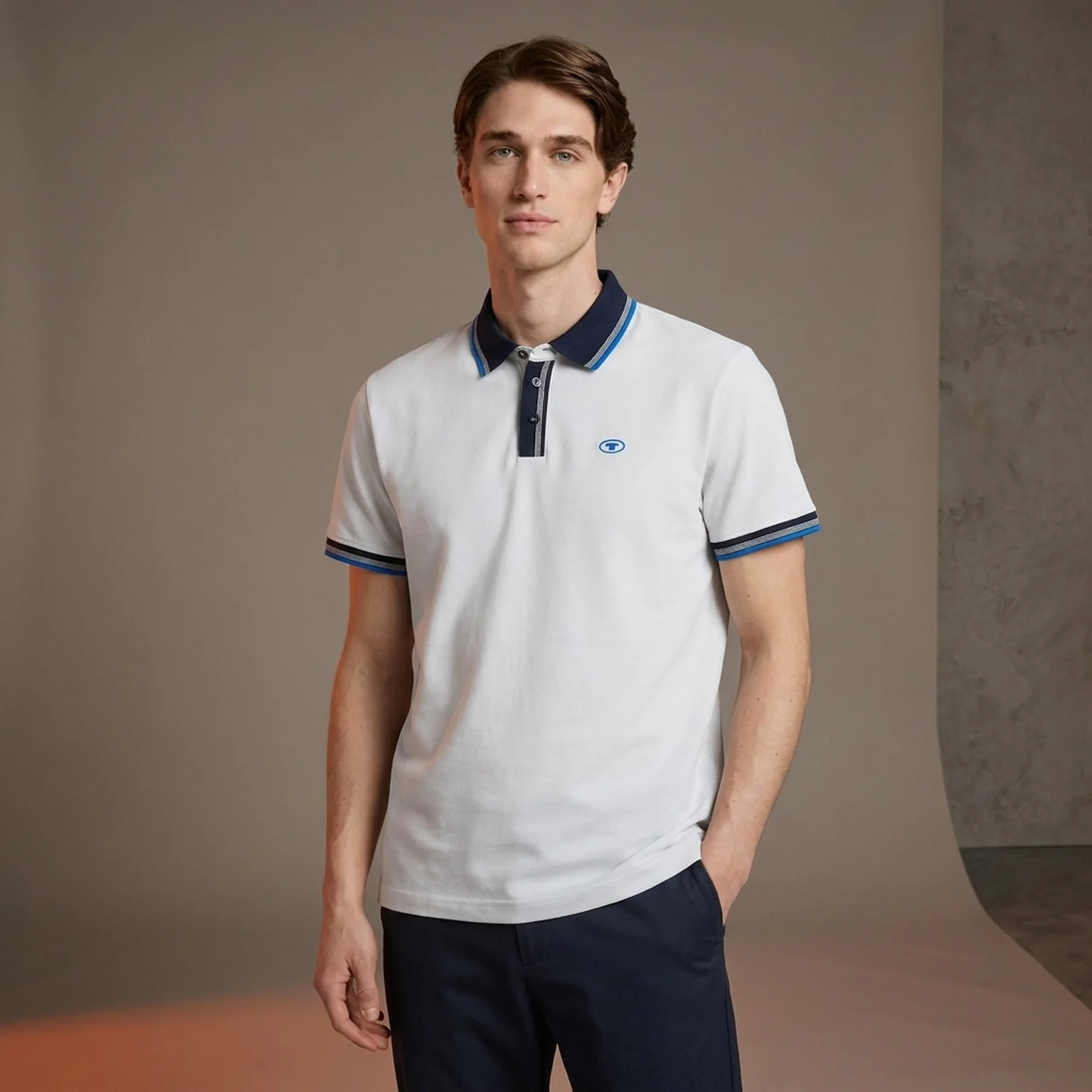 Поло POLO WITH DETAILED COLLAR 1040822ХХ27054 Tom Tailor XXL Білий