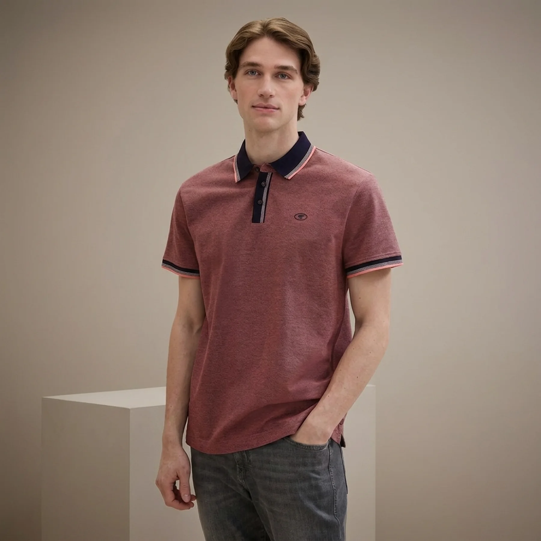Поло POLO WITH DETAILED COLLAR 1040822ХХ35774 Tom Tailor L Бордовий