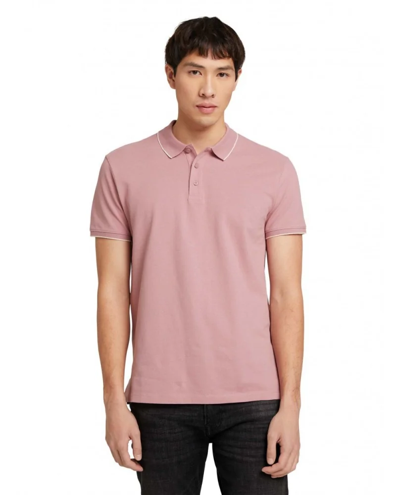 Поло polo with tipping 1030720XX1228854 Tom Tailor L Розовий