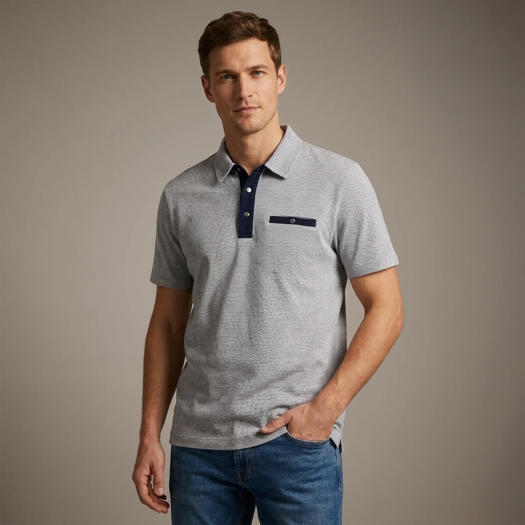 Поло structured polo with pocket 1030388XX1015398 Tom Tailor XXL Сірий