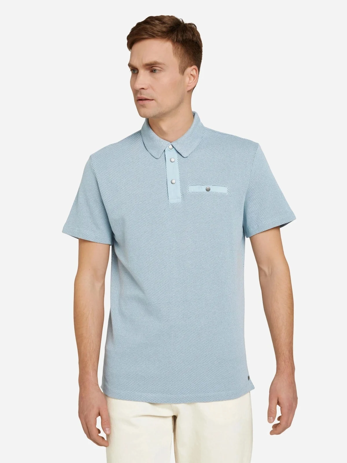 Поло structured polo with pocket 1030388XX1026298 Tom Tailor XXL Блакитний