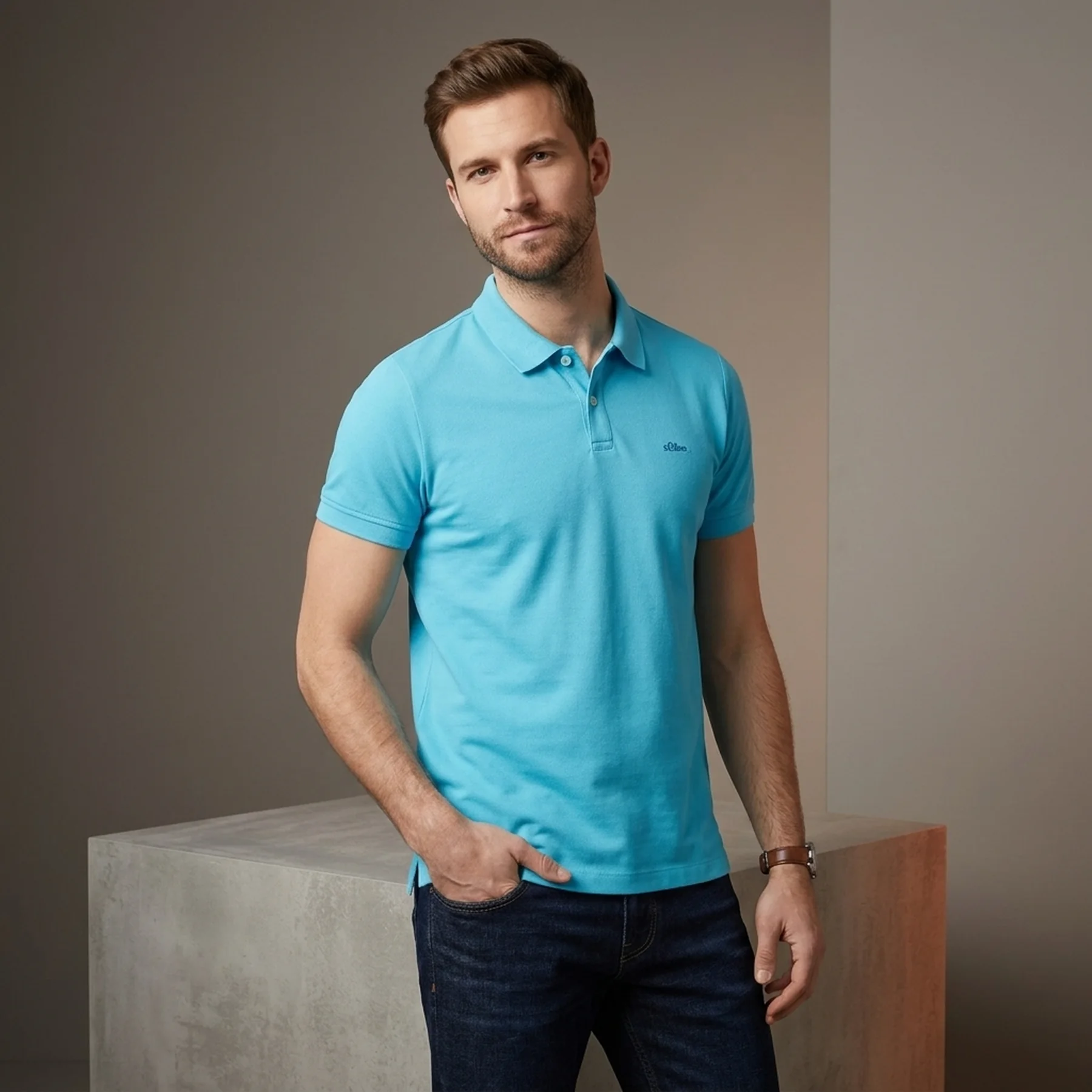 Поло T-shirt REGULAR FIT 13.1Q1.35.2843-6241 s.Oliver S Блакитний