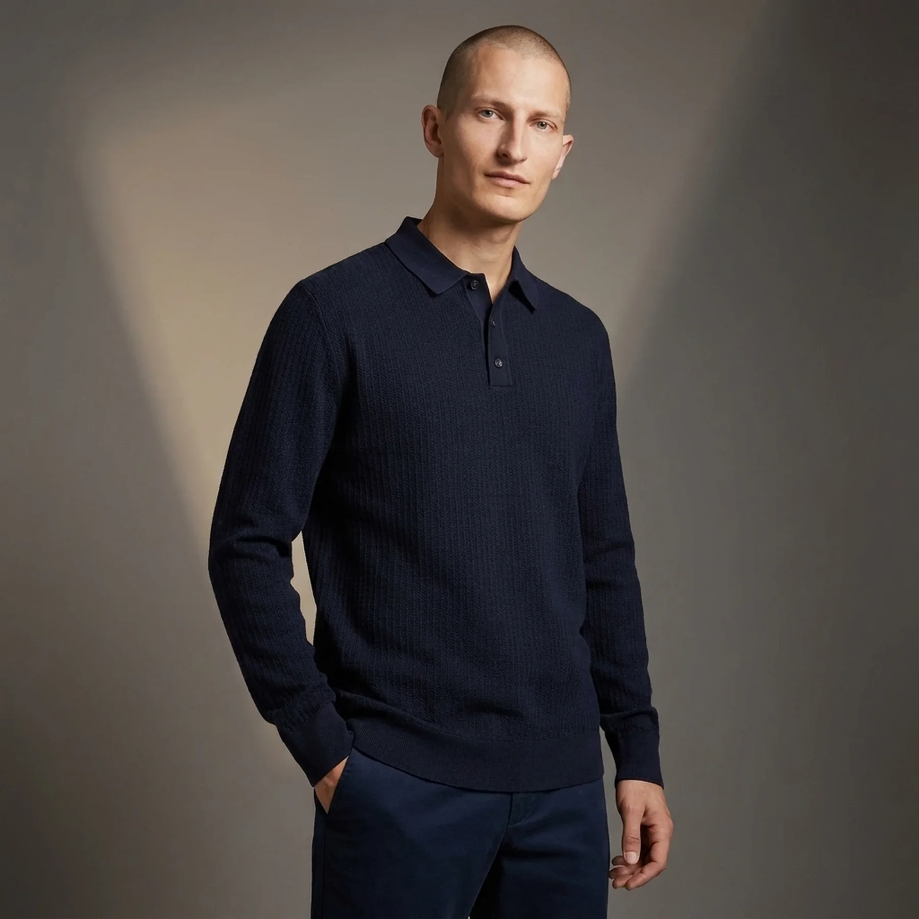 Поло з довгими рукавами 1038209-13160 Tom Tailor XL Темно-синій