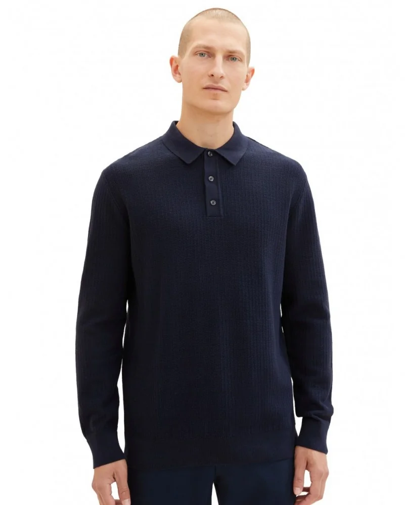 Поло з довгими рукавами 1038209-13160 Tom Tailor XL Темно-синій