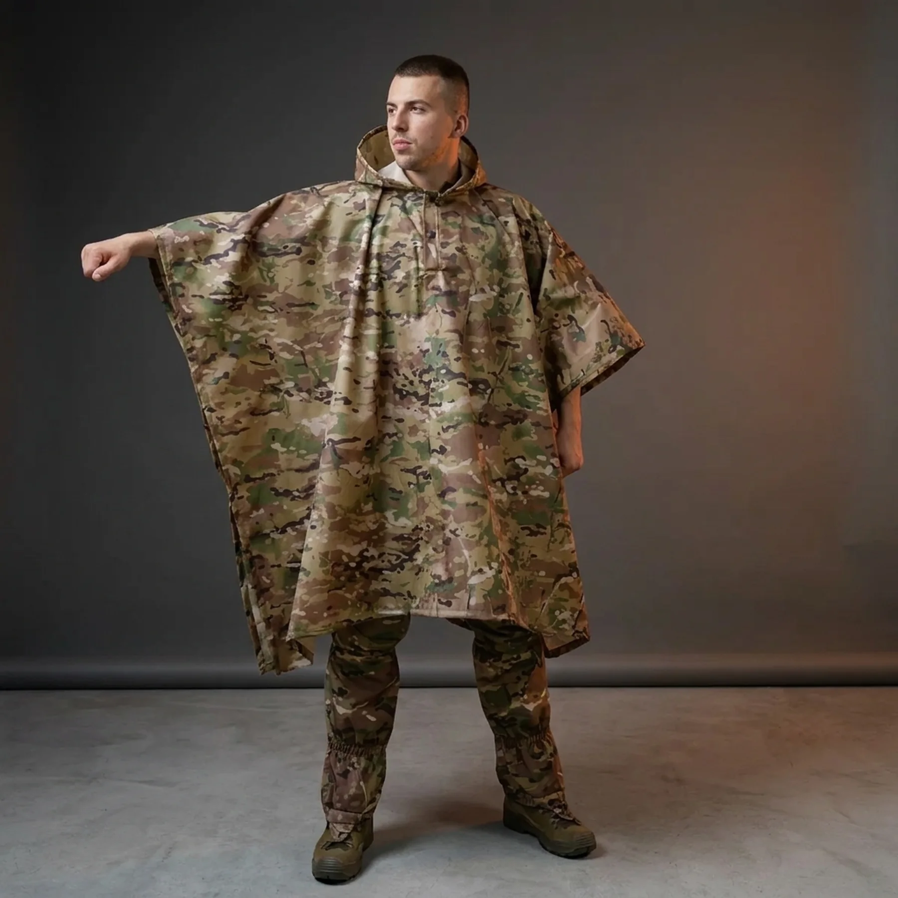 Пончо-дощовик із запаяними швами Kiborg Waterproof Мультикам