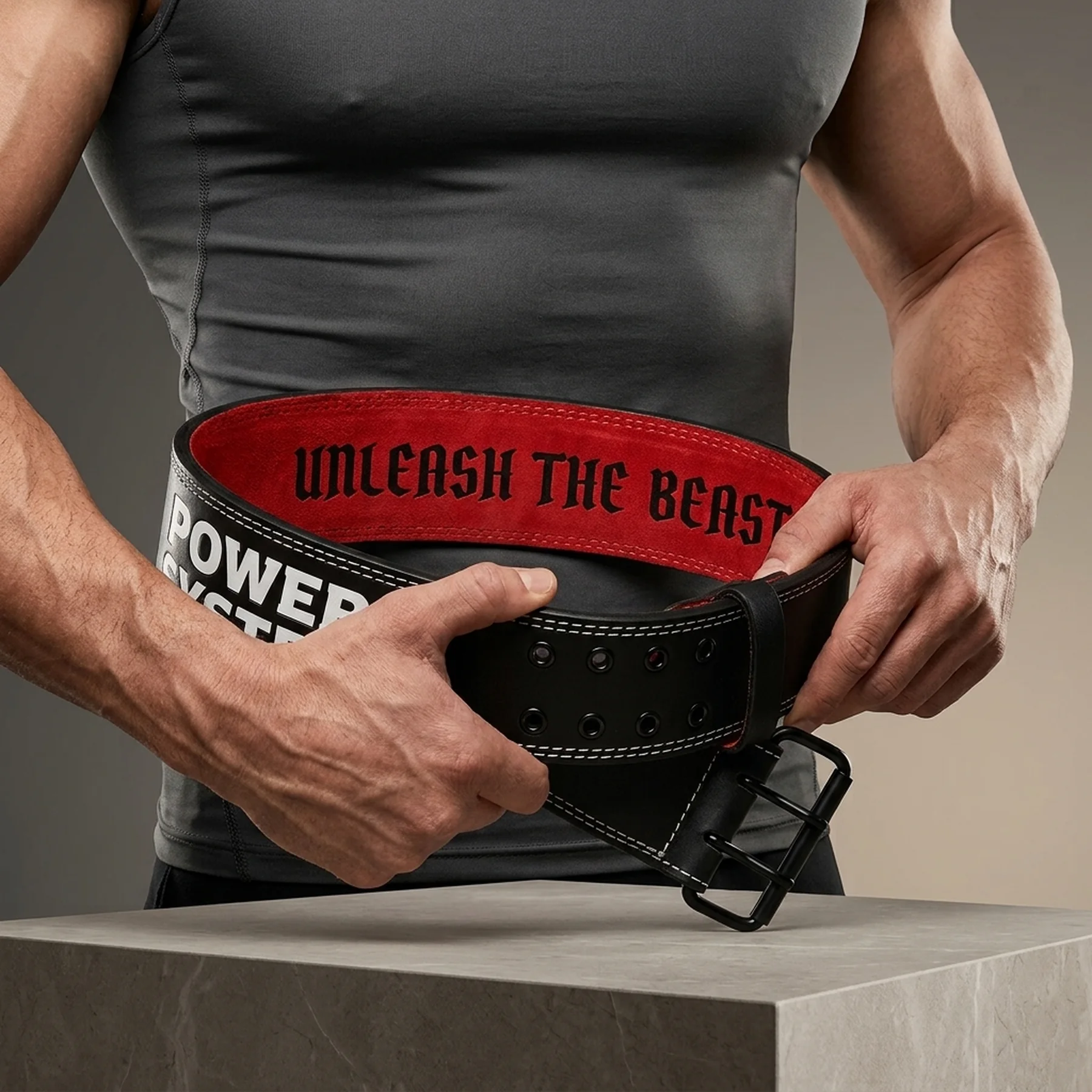 Пояс для важкої атлетики Power System PS-3830 Beast шкіряний Black/Red