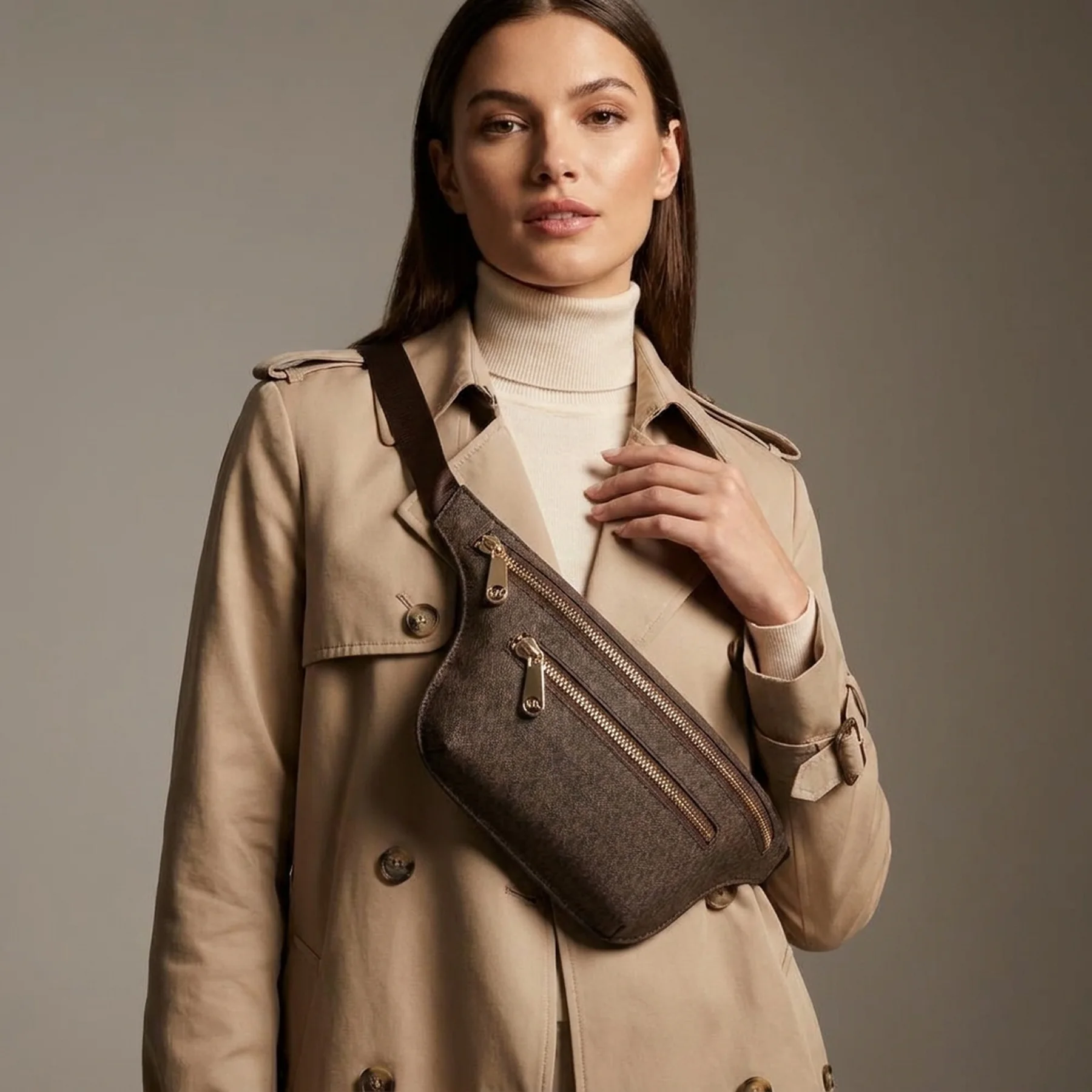 Поясна сумка Michael Kors з екошкіри 1159821390 (Коричневий One size)