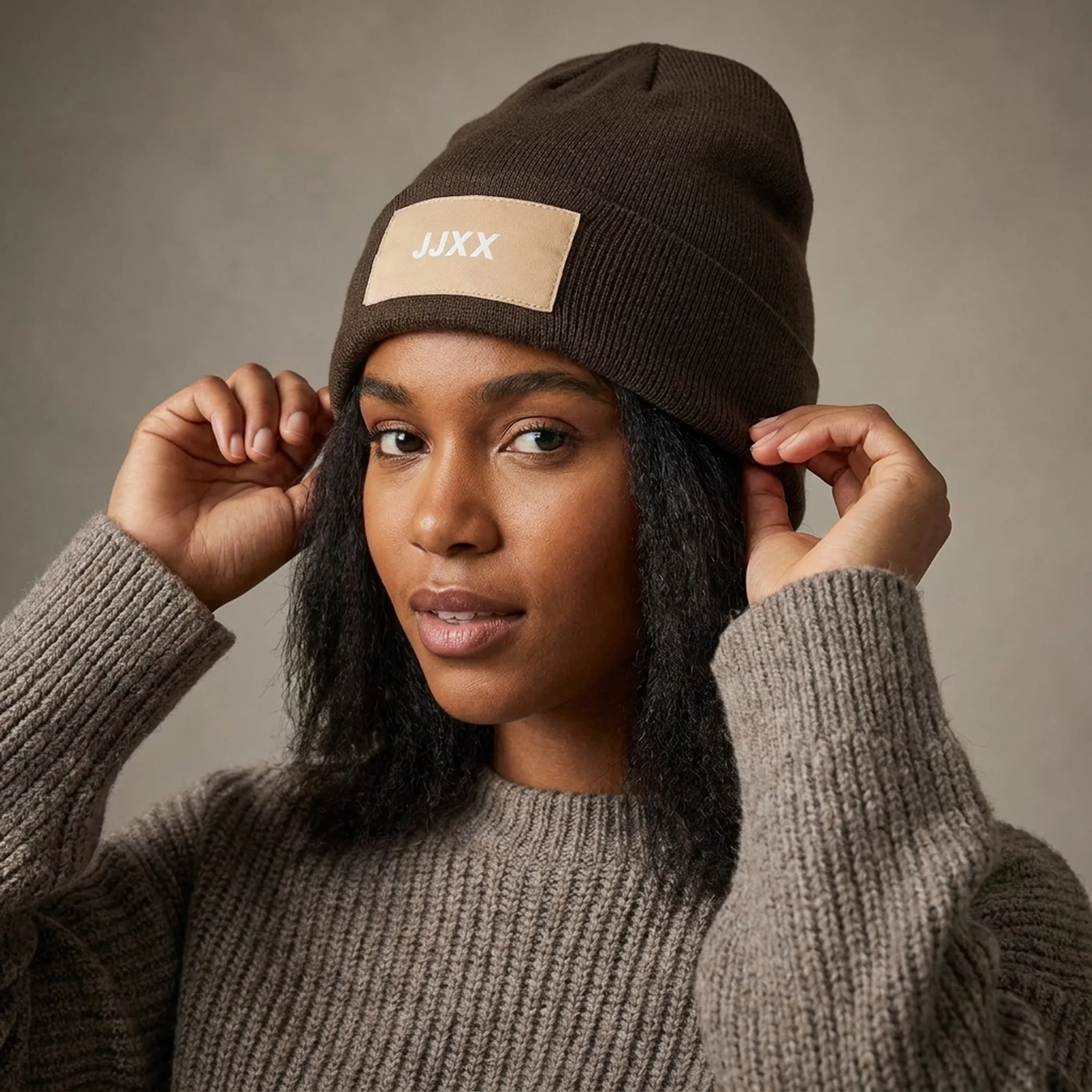 Шапка JXBASIC LOGO BEANIE SN 12205033-Demitasse JJXX ONE SIZE Коричневий