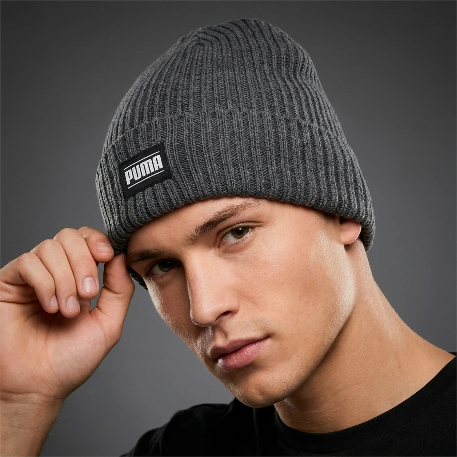 Puma Ribbed Classic Cuff Beanie Grey