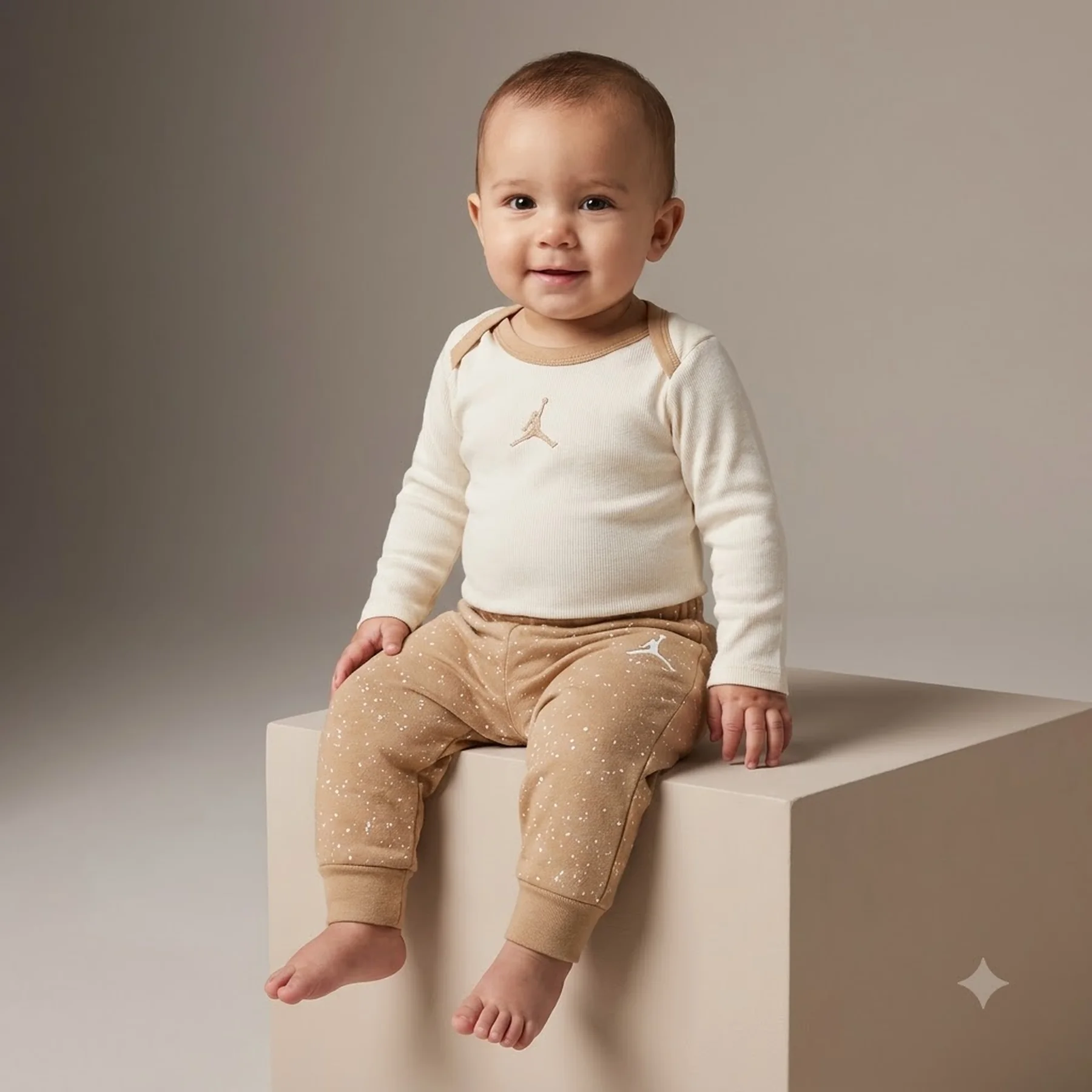Спортивний костюм дитячий Jordan Rib Nep Bodysuit Set Beige/Brown (65D683-X0L)